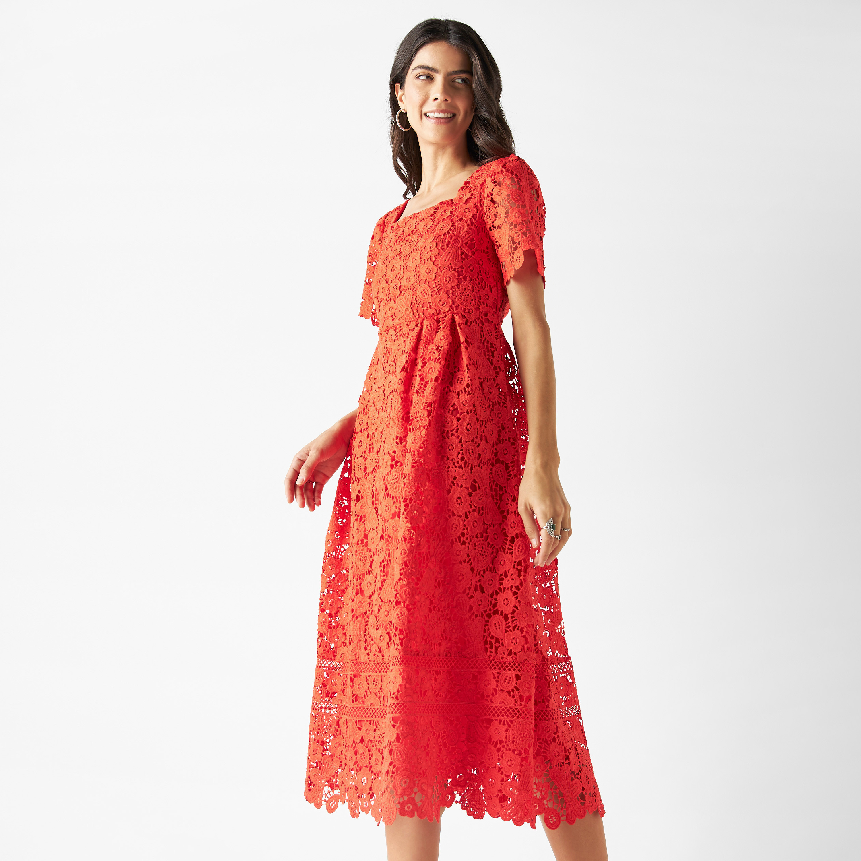 Lace midi a line dress best sale