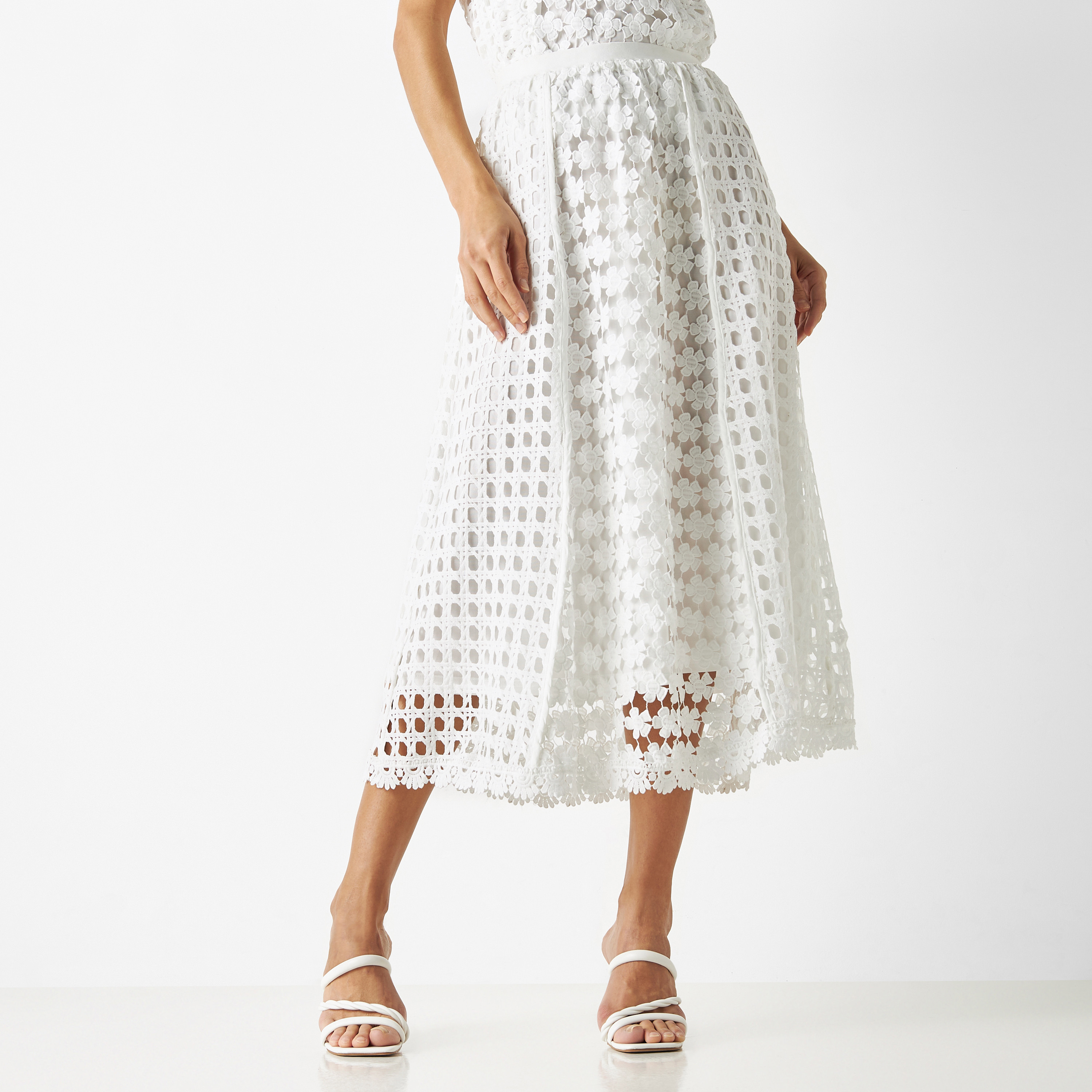 Floral lace midi skirt best sale