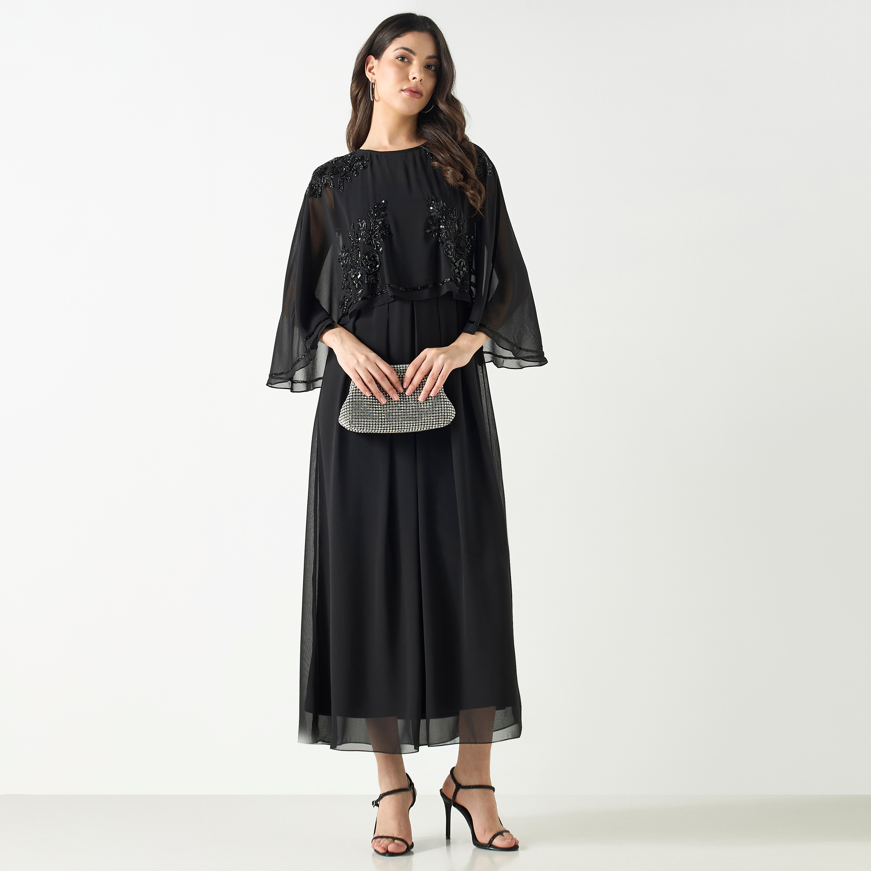 Buy Women s Iconic Embellished Maxi Dress with Cape Detail Online Centrepoint Bahrain