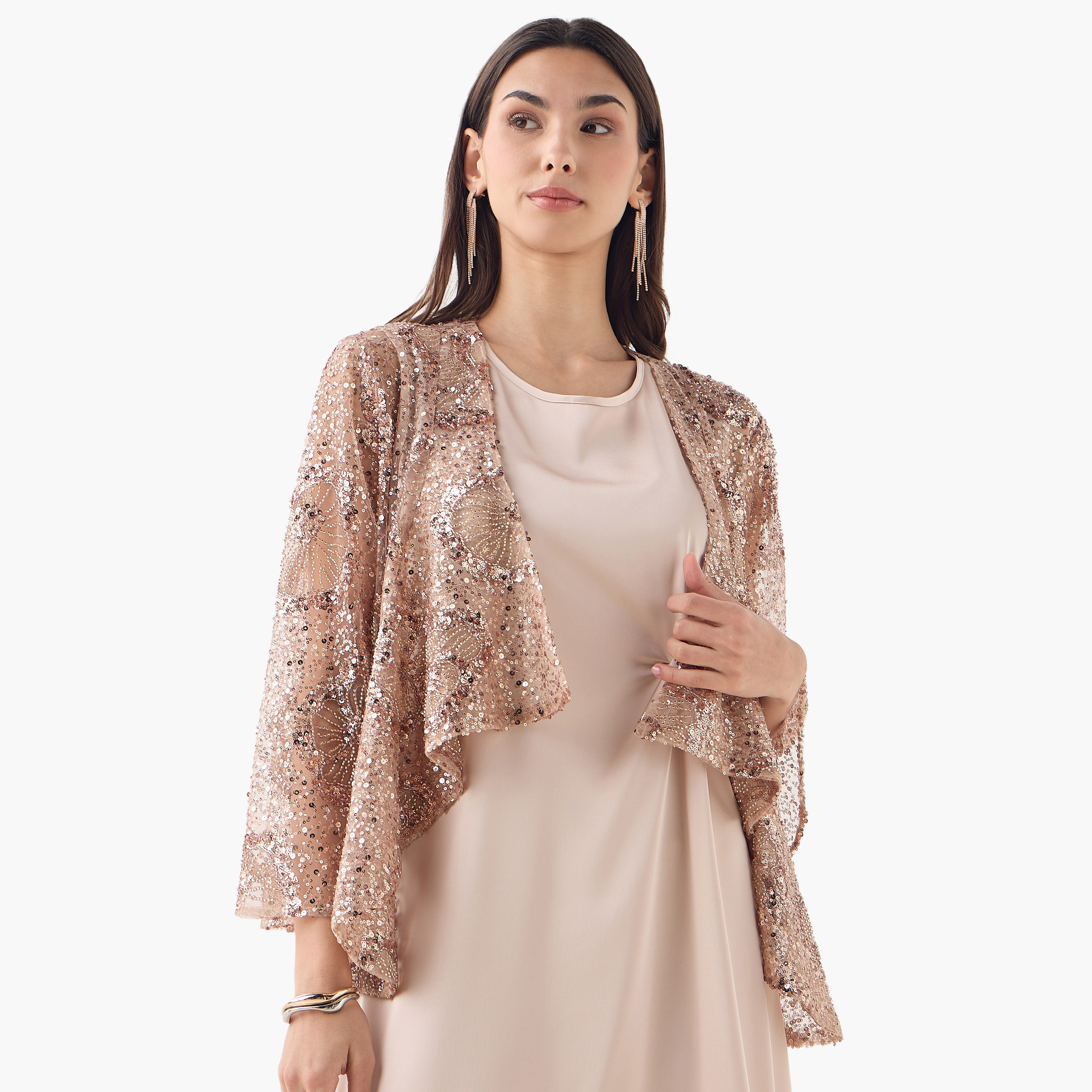 Iconic All-Over Embellished Open Front Shrug with Long Sleeves-women-clothing-shirtsandblouses-blouses-image-1