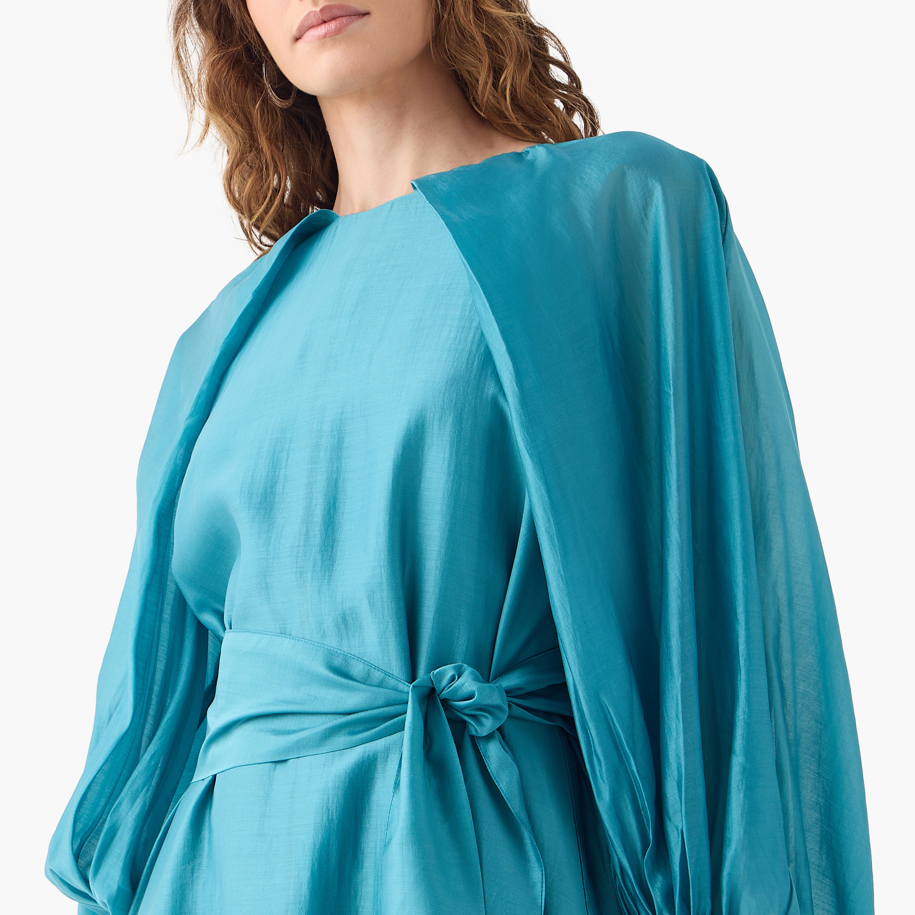 Iconic Volume Sleeves Dress with Tie-Ups-women-clothing-dresses-image-4