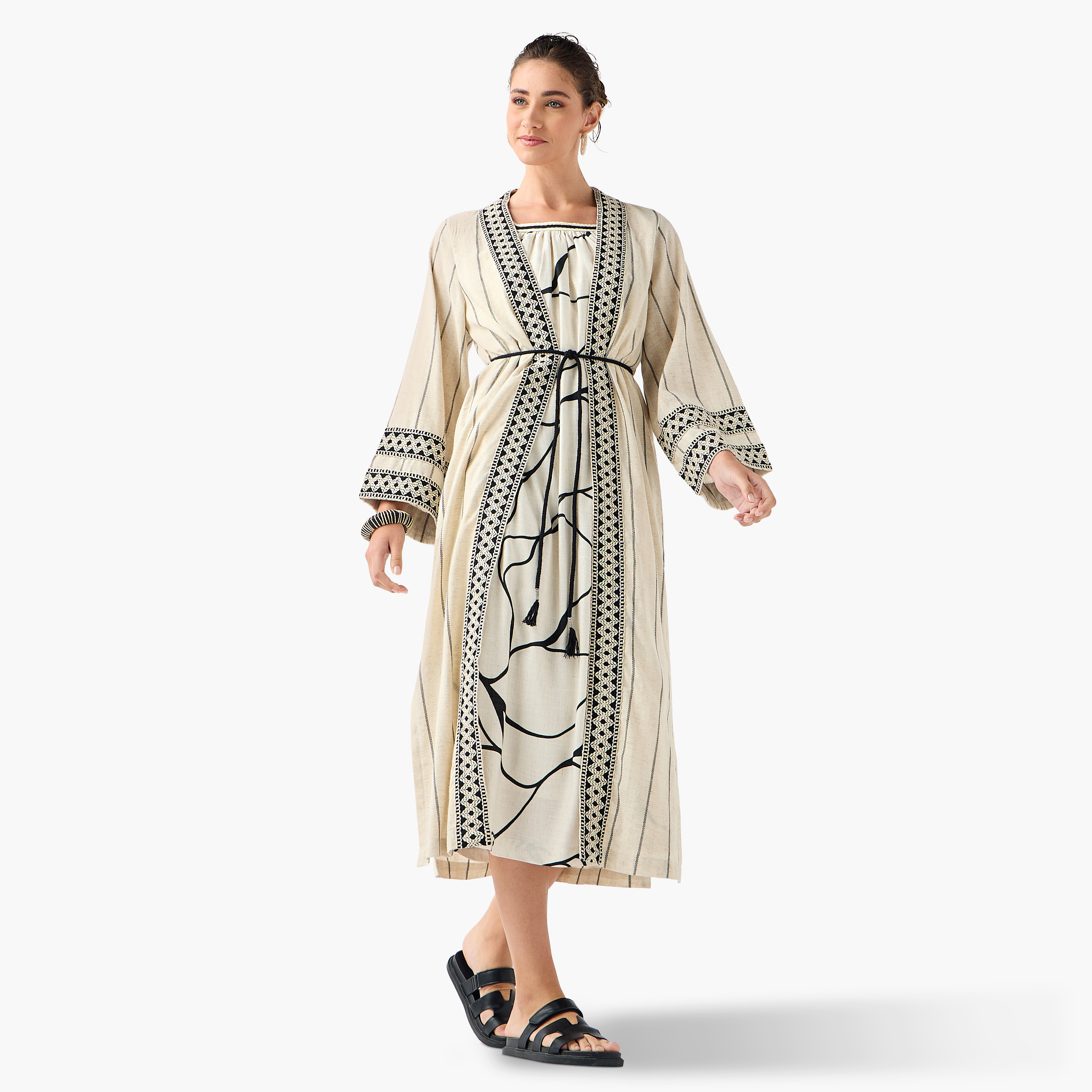 Iconic Printed Cotton Dress with Longline Shrug-women-clothing-dresses-image-7