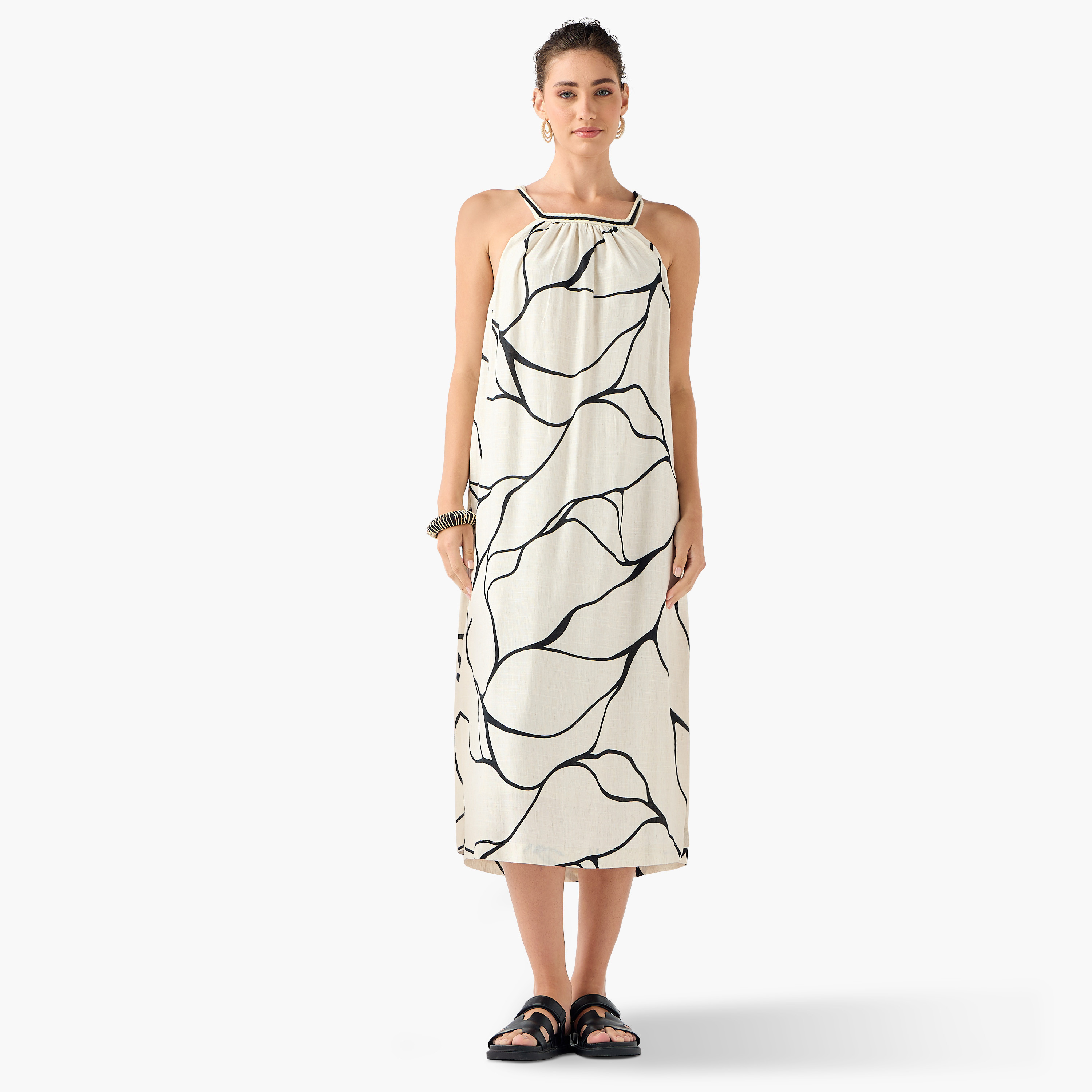 Iconic Printed Cotton Dress with Longline Shrug-women-clothing-dresses-image-8