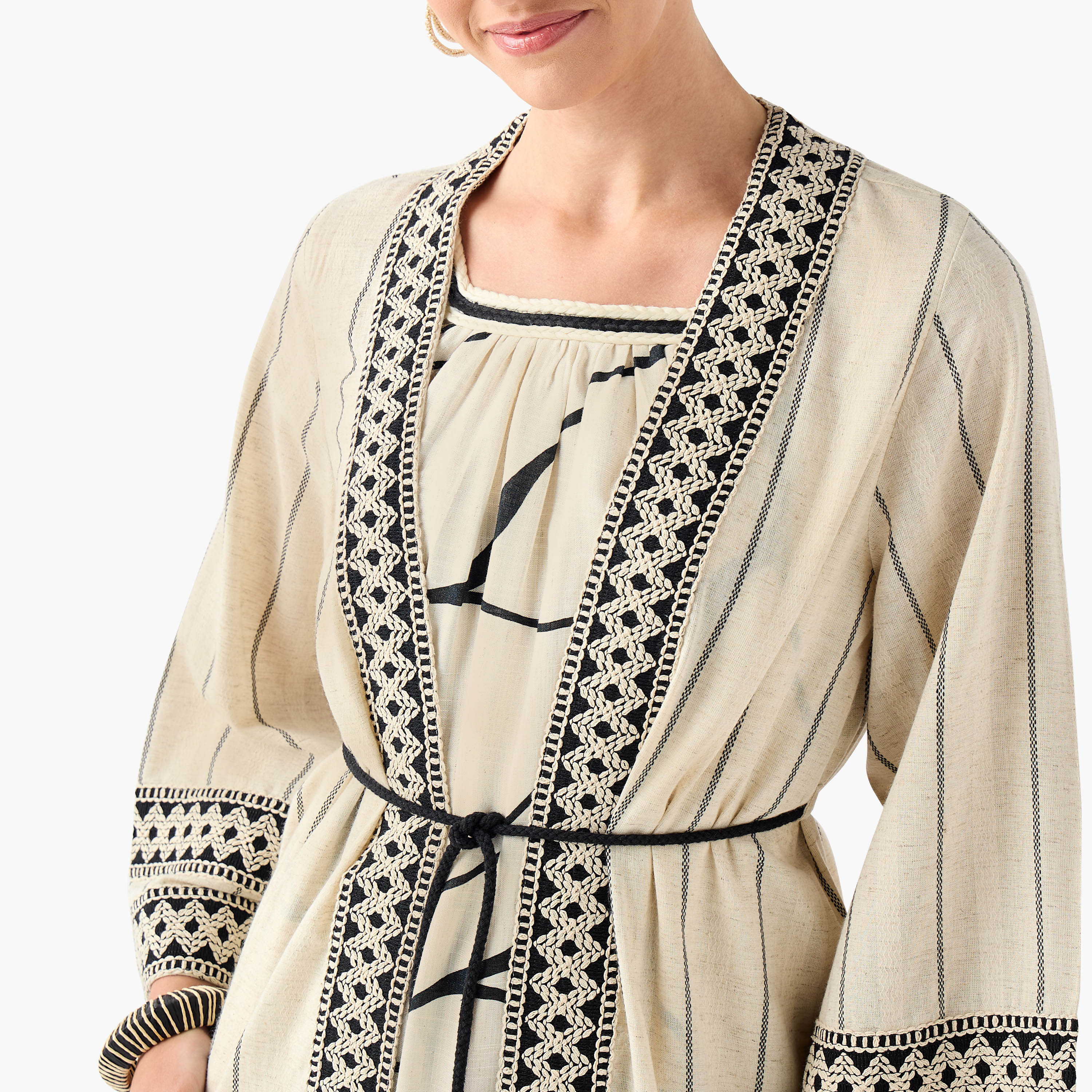 Iconic Printed Cotton Dress with Longline Shrug-women-clothing-dresses-image-10