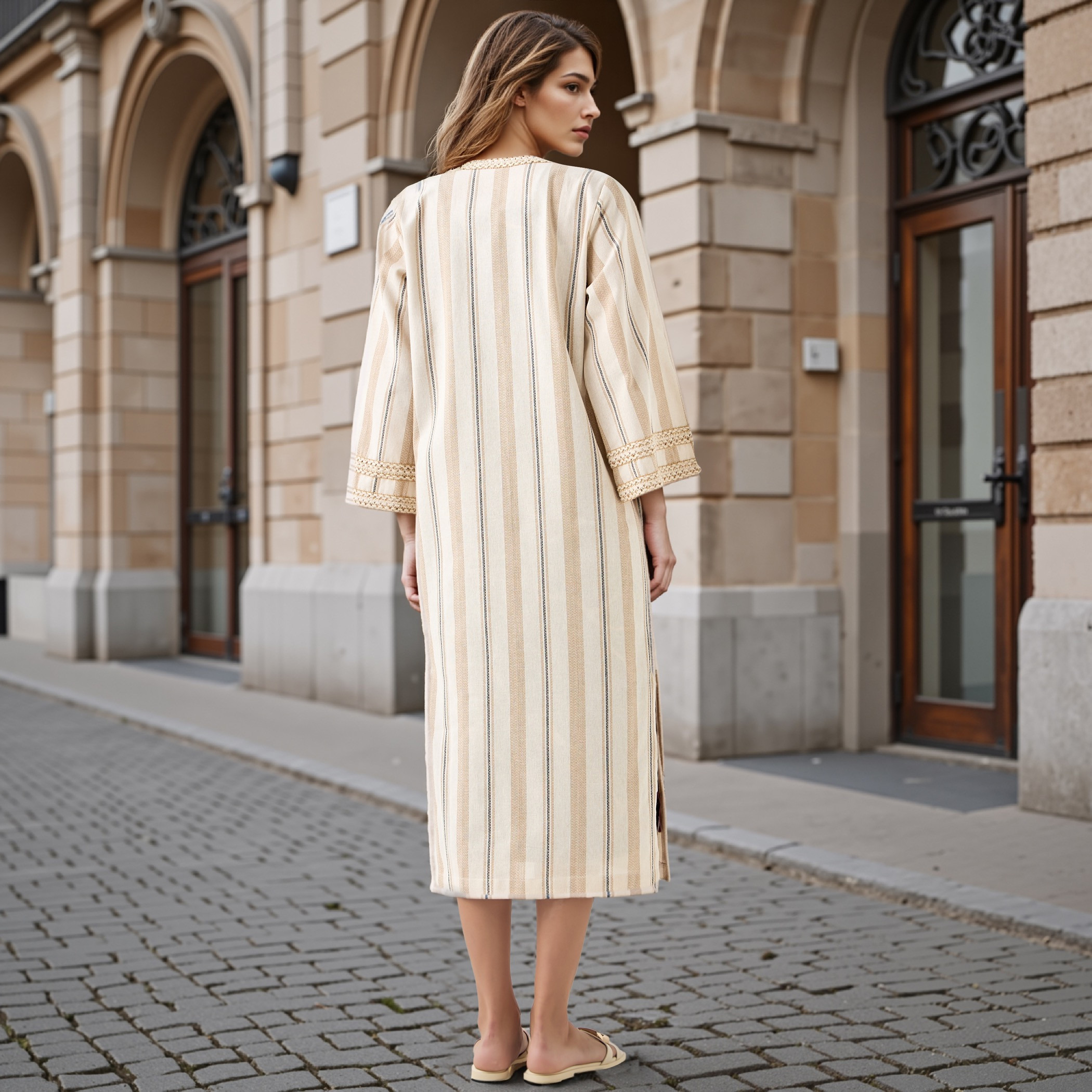 Iconic Printed Cotton Dress with Longline Shrug-women-clothing-dresses-image-3