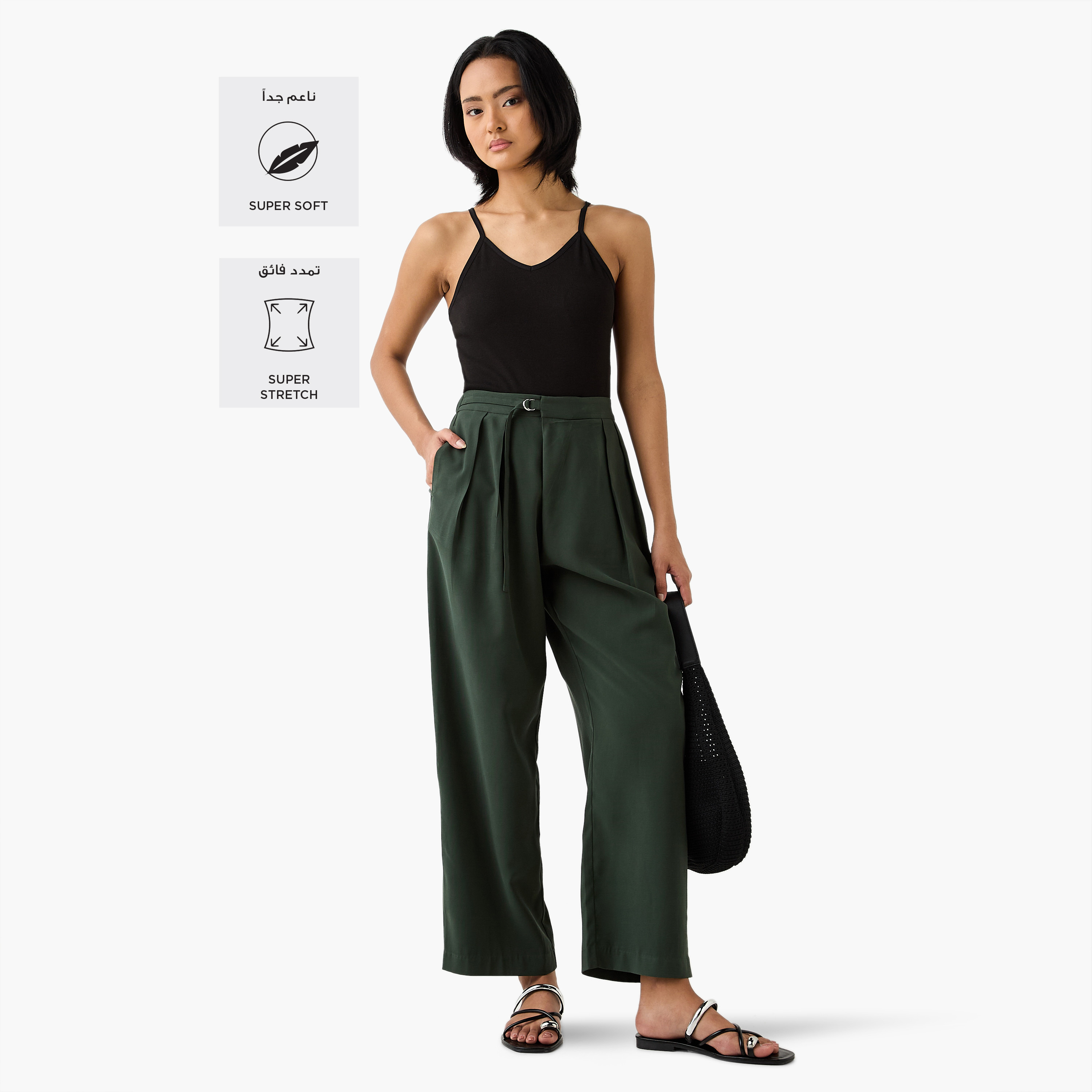 Iconic Relaxed Fit Pants with Buckle Detail and Pockets-women-clothing-bottoms-trousers-image-2