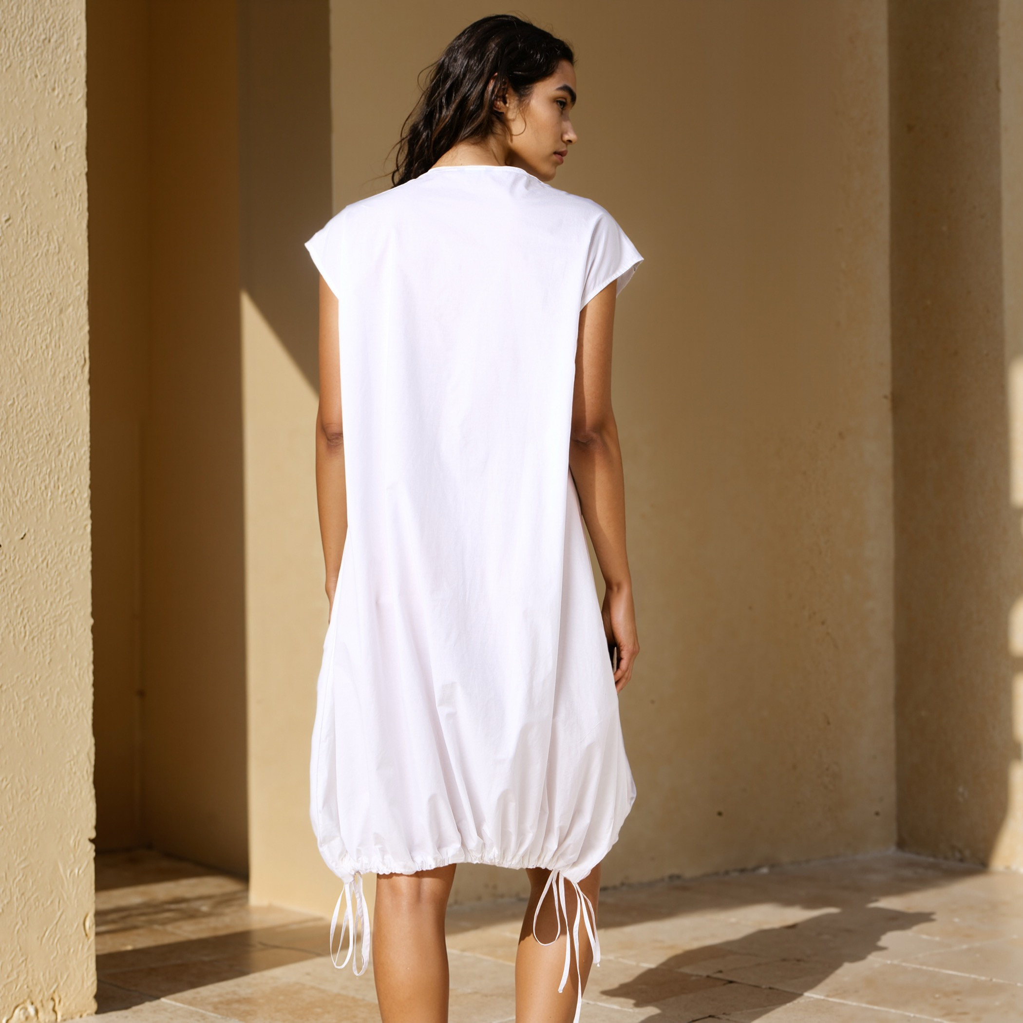 Iconic Button Down Cotton Dress with Tie-Ups-women-clothing-dresses-image-3
