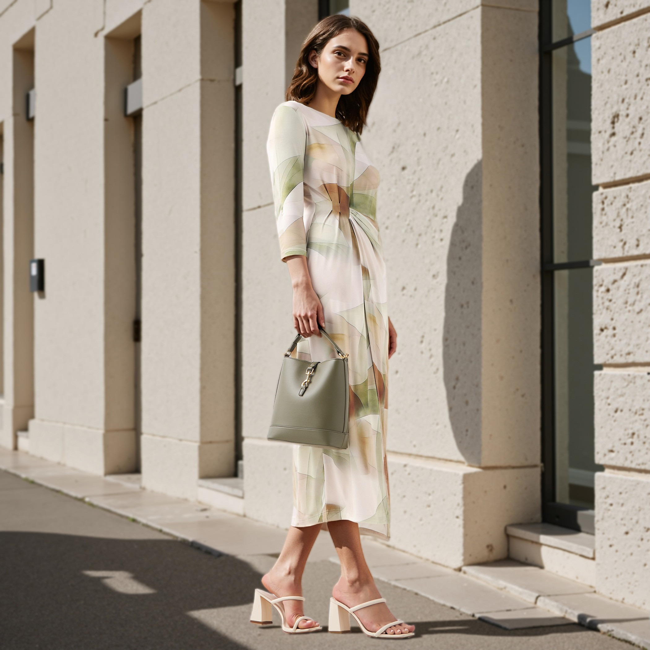 Iconic All-Over Print Dress with Drape Detail-women-clothing-dresses-image-7