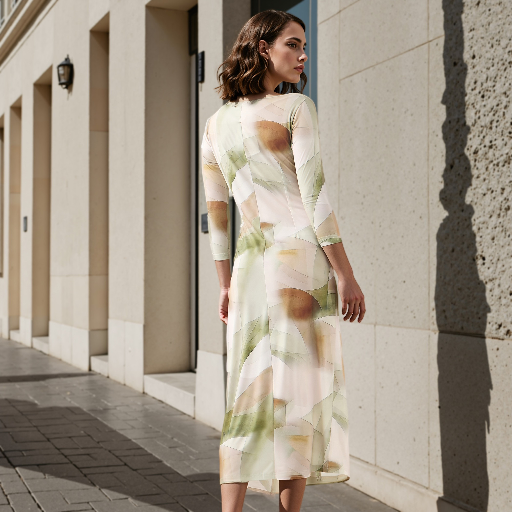 Iconic All-Over Print Dress with Drape Detail-women-clothing-dresses-image-3