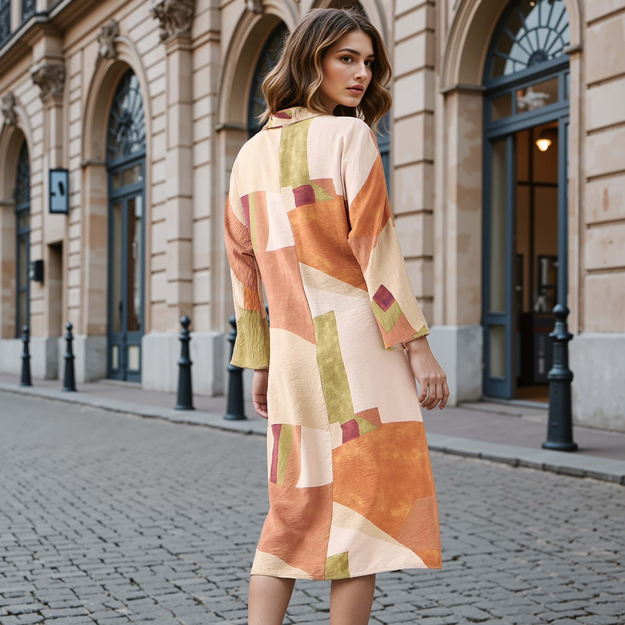 Iconic All-Over Print Shirt Dress with Knot Detail-women-clothing-dresses-image-2