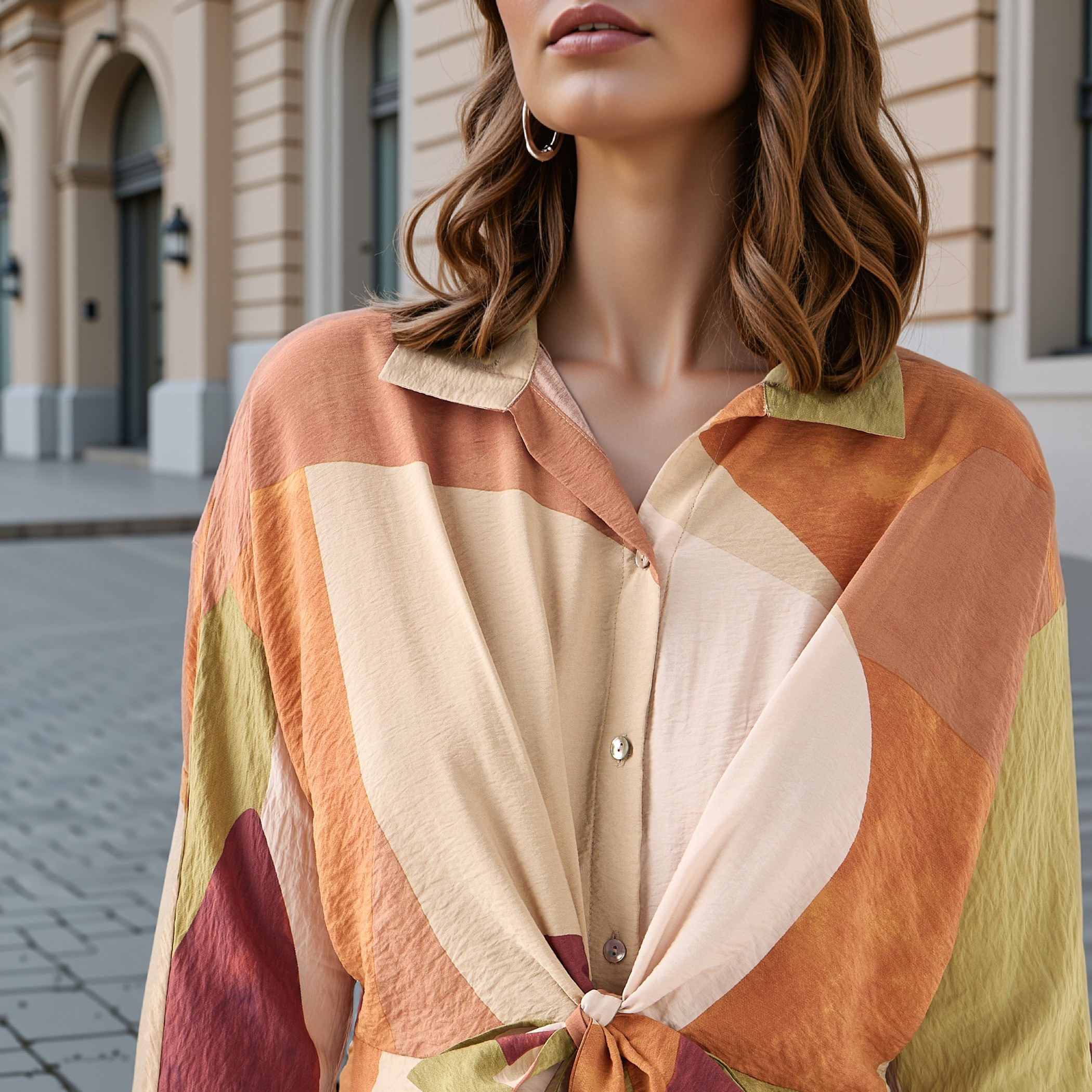 Iconic All-Over Print Shirt Dress with Knot Detail-women-clothing-dresses-image-3