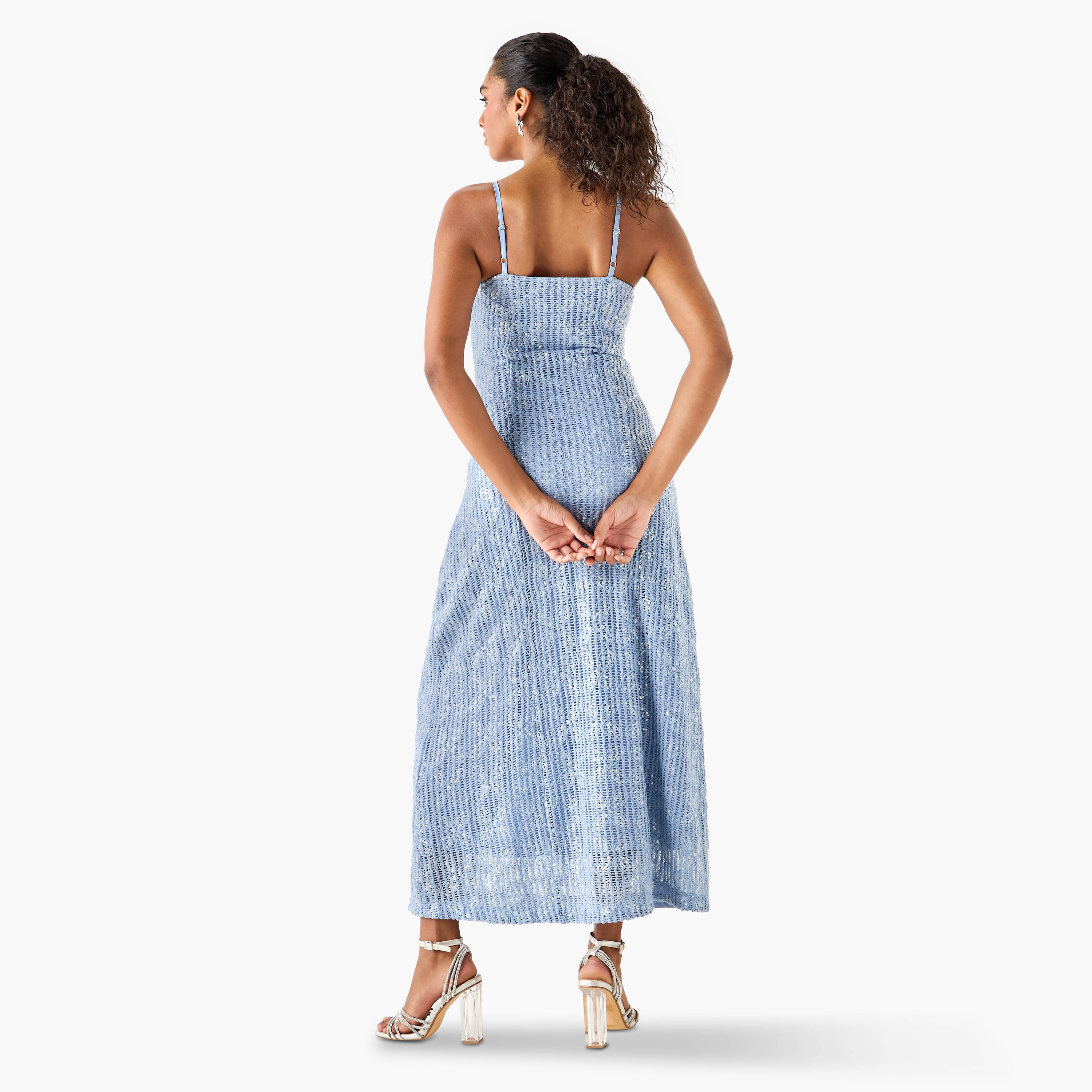 Iconic Sequin Embellished Crochet Dress with Spaghetti Straps-women-clothing-dresses-image-3