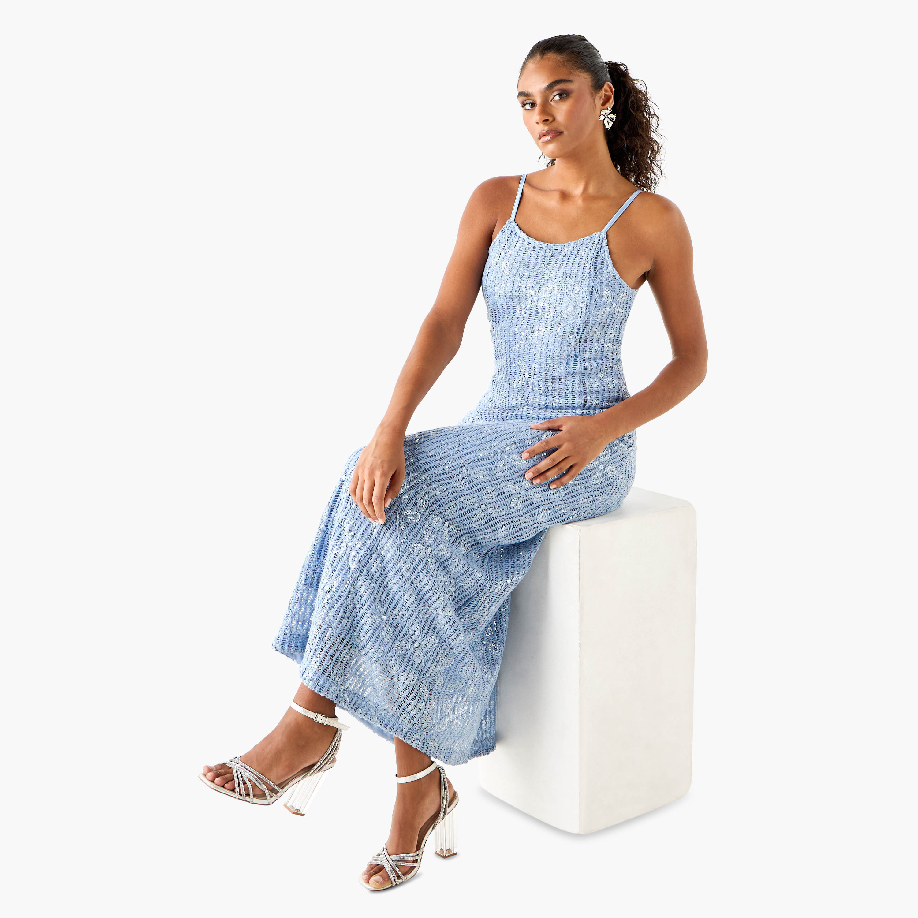 Iconic Sequin Embellished Crochet Dress with Spaghetti Straps-women-clothing-dresses-image-6