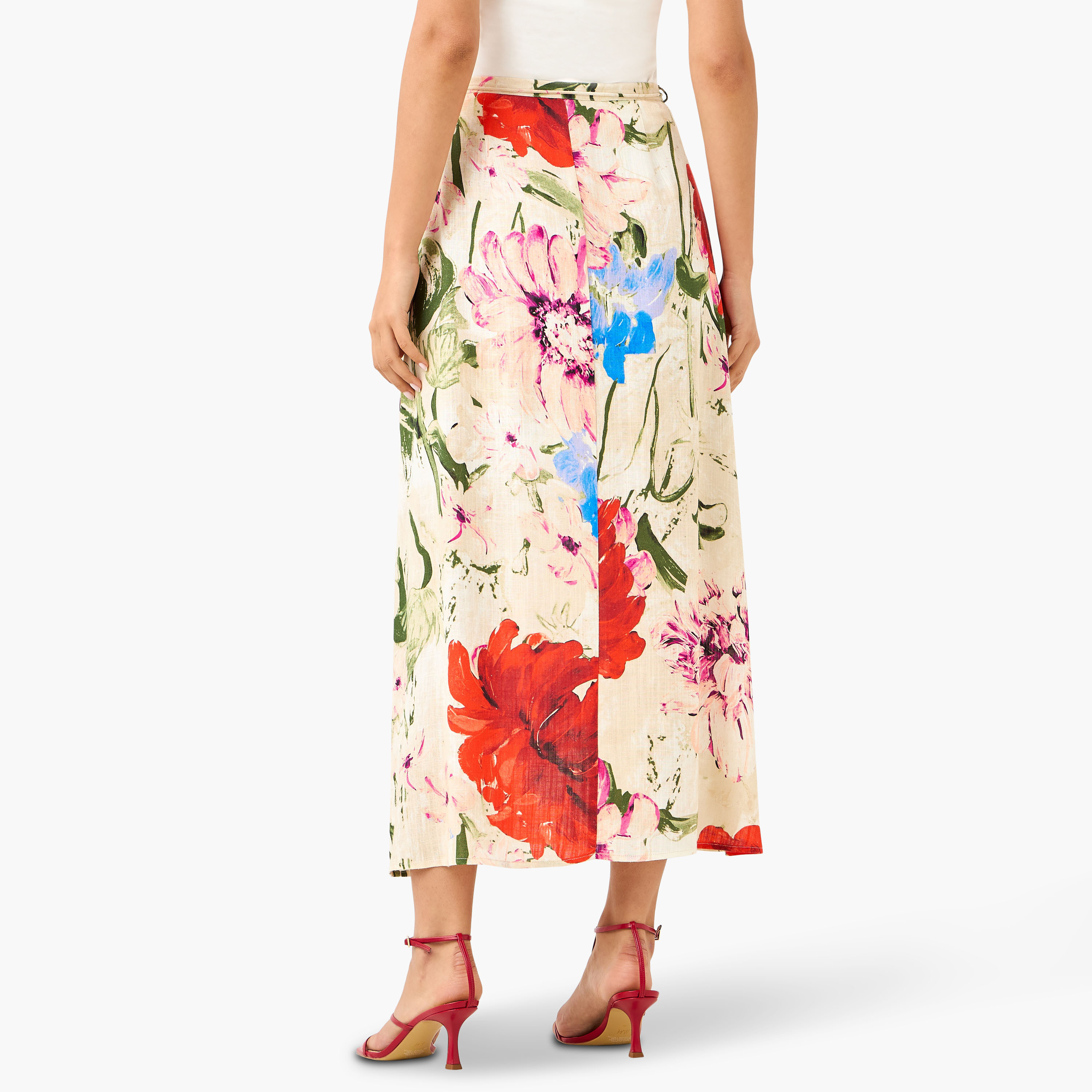 Iconic Floral Print Midi Linen Blend Skirt with Zip Closure-women-clothing-bottoms-skirts-image-3