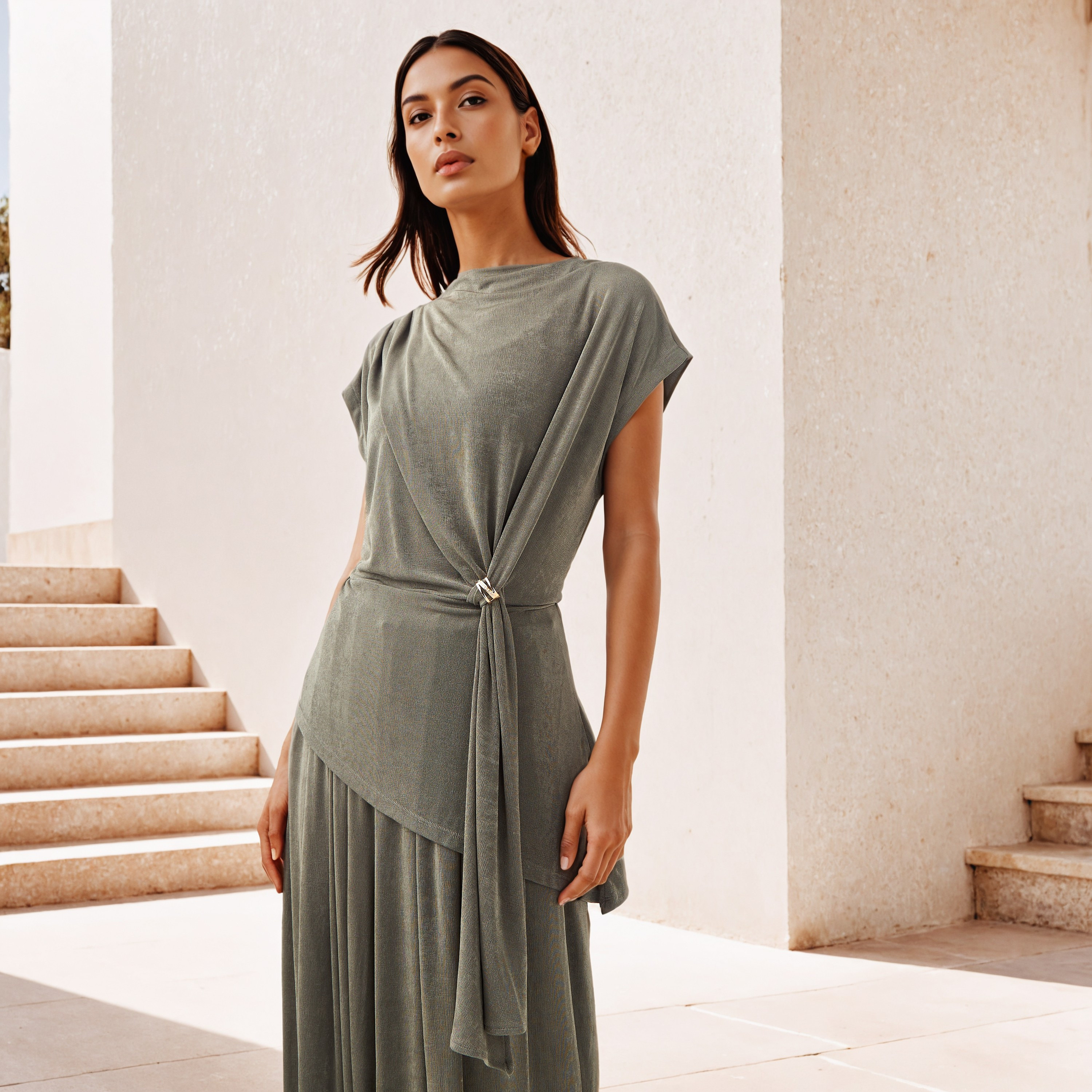 Iconic Draped Top with Clasp Accent-women-clothing-shirtsandblouses-blouses-image-1