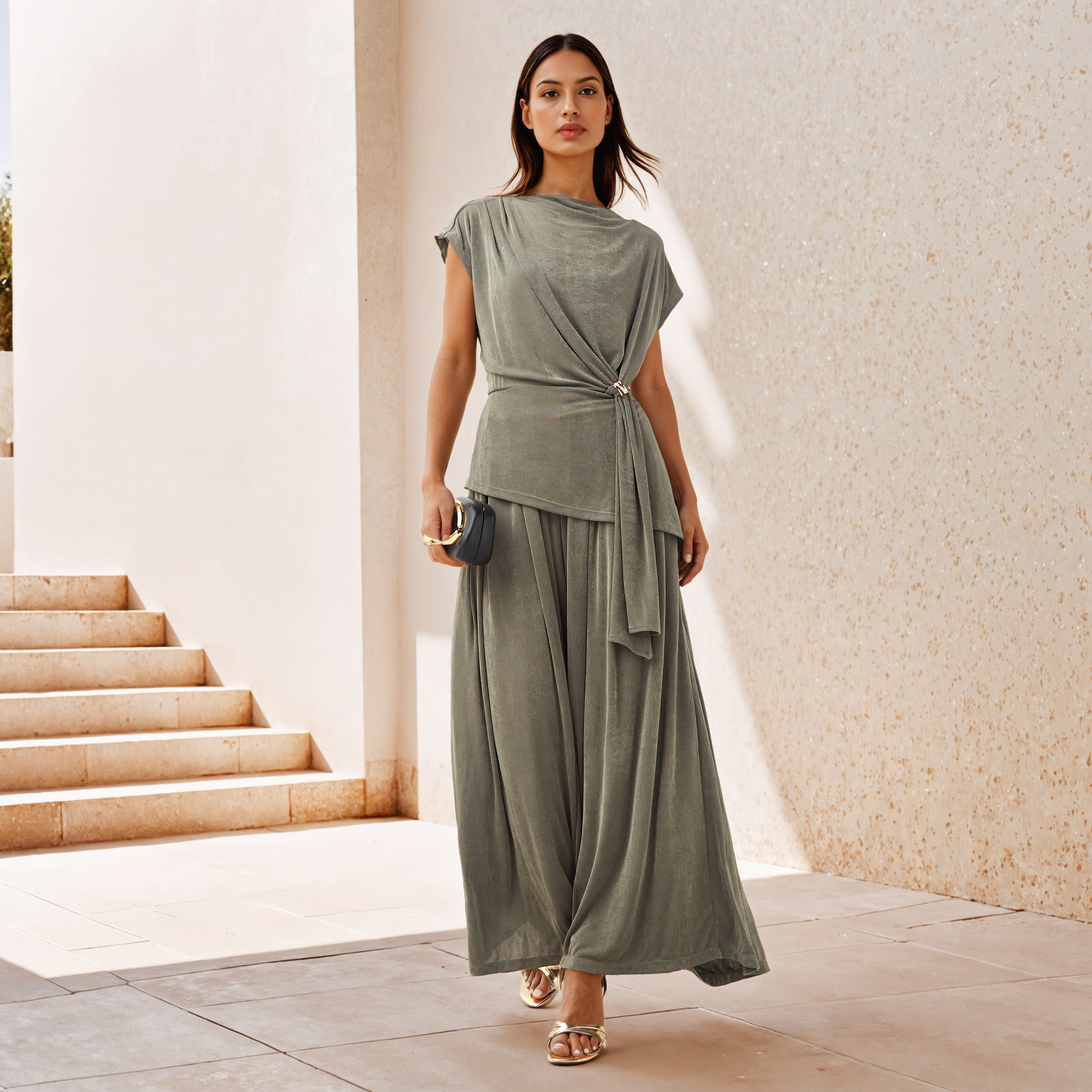Iconic Draped Top with Clasp Accent-women-clothing-shirtsandblouses-blouses-image-2