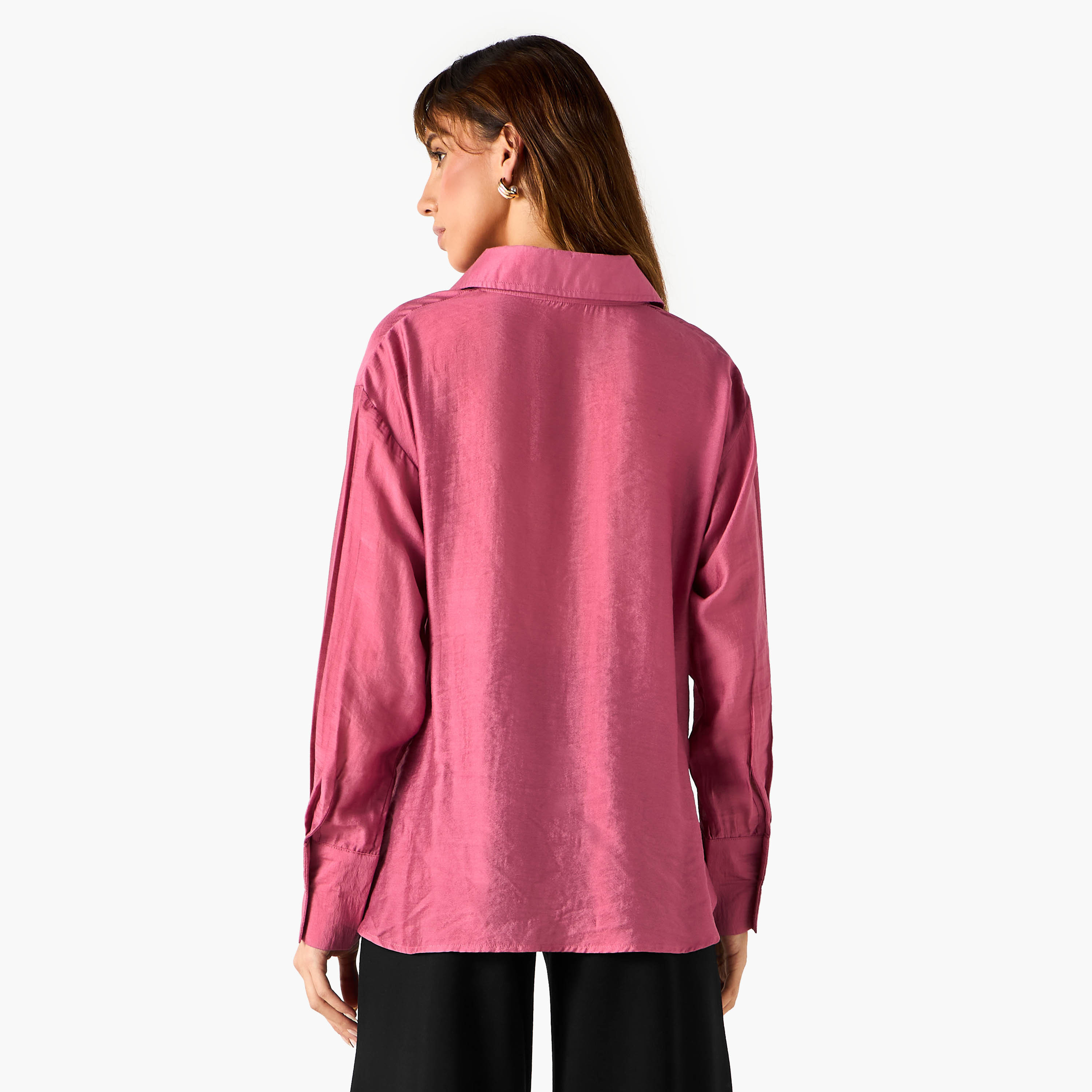 Iconic Regular Fit Knot Detail Collared Shirt-women-clothing-shirtsandblouses-shirts-image-3