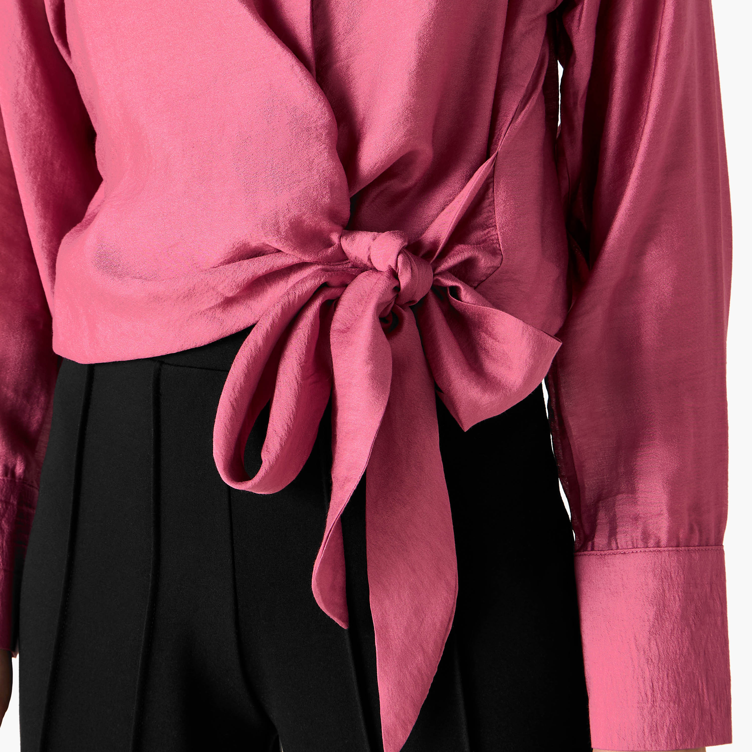 Iconic Regular Fit Knot Detail Collared Shirt-women-clothing-shirtsandblouses-shirts-image-5
