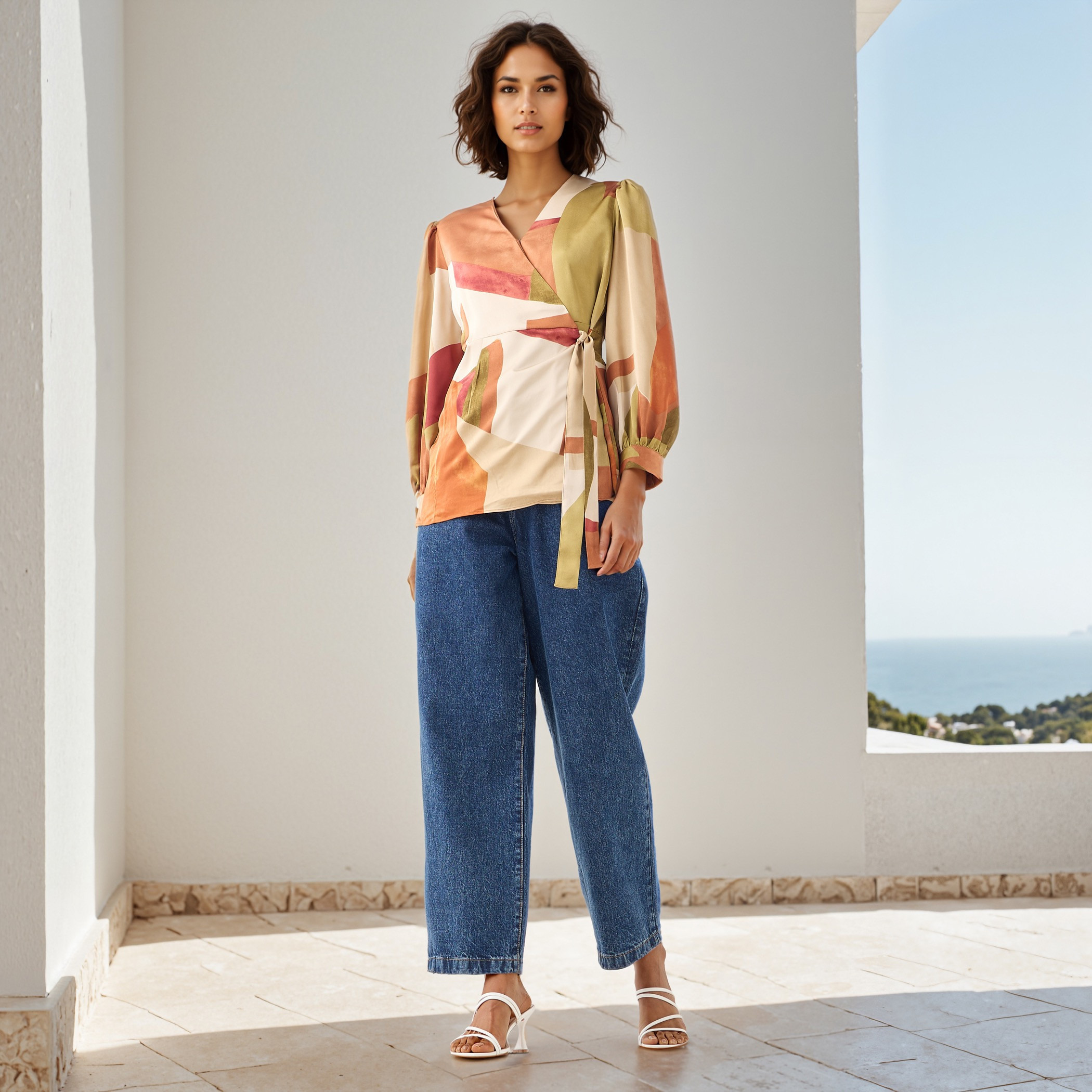 Iconic Printed V-neck Wrap Top with Long Sleeves and Tie-Up Detail-women-clothing-shirtsandblouses-blouses-image-2