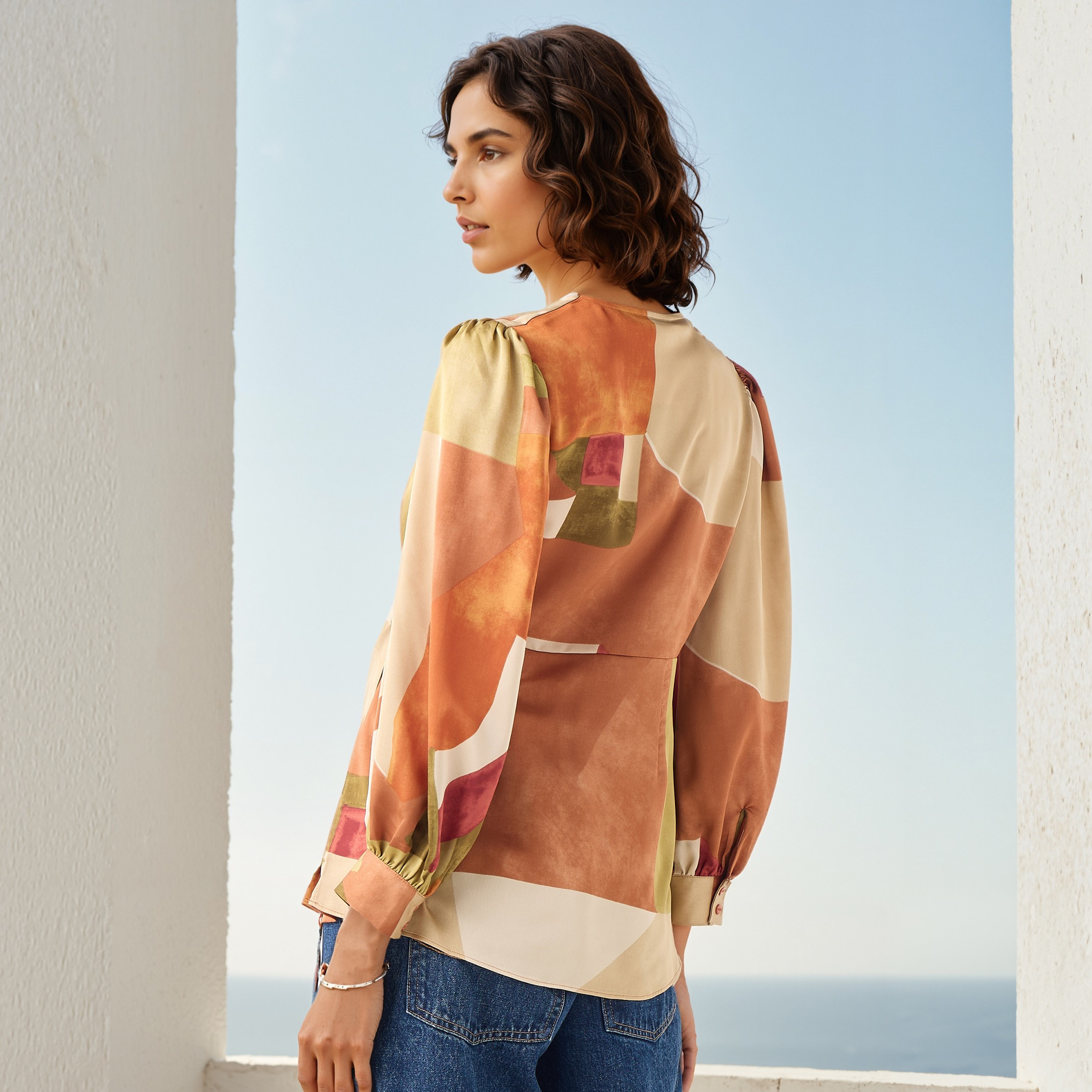 Iconic Printed V-neck Wrap Top with Long Sleeves and Tie-Up Detail-women-clothing-shirtsandblouses-blouses-image-3