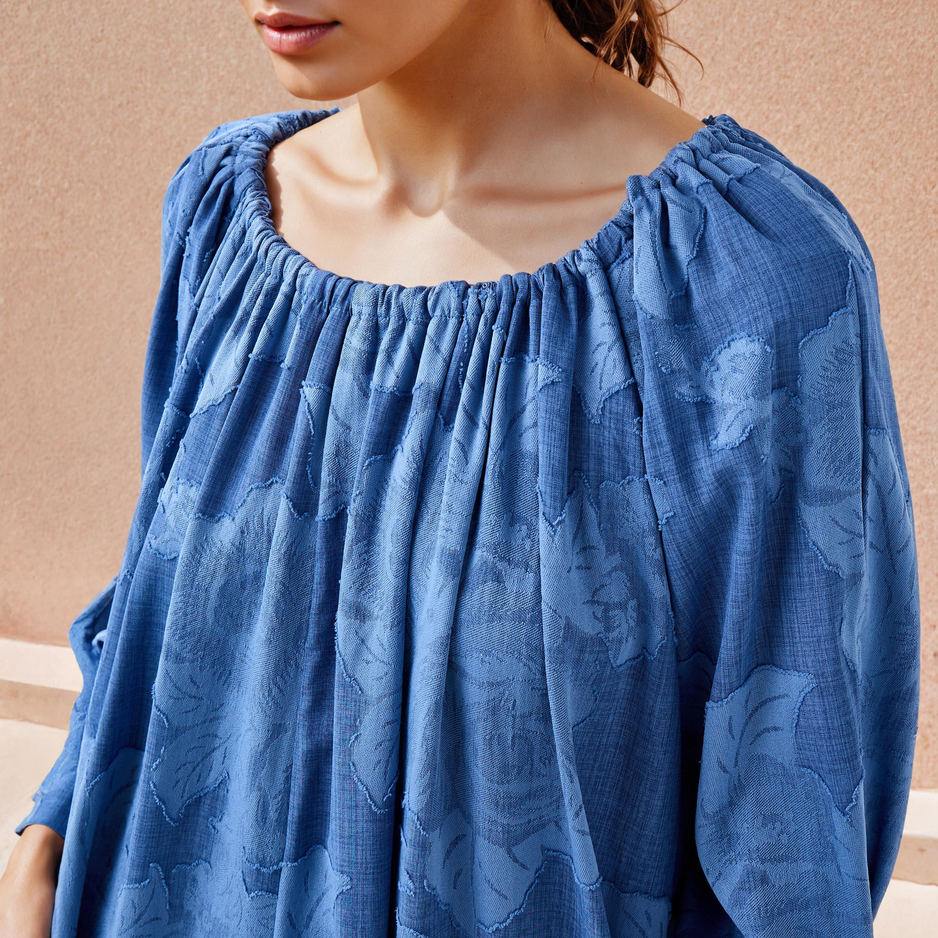 Iconic Floral Gathered Dress with Volume Sleeves and Pockets-women-clothing-dresses-image-4