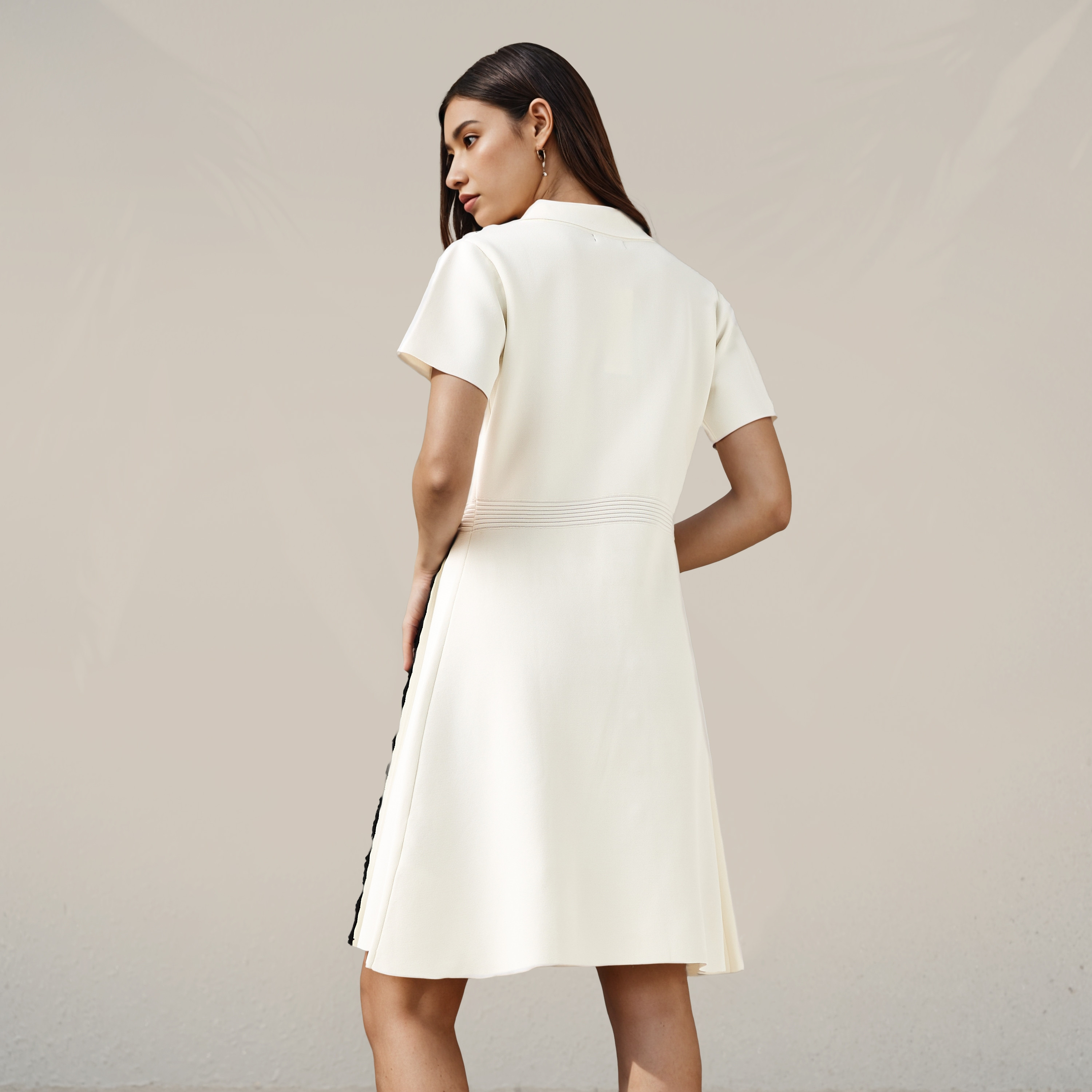 Iconic Contrast Trim Shirt Dress with Collar-women-clothing-dresses-image-3