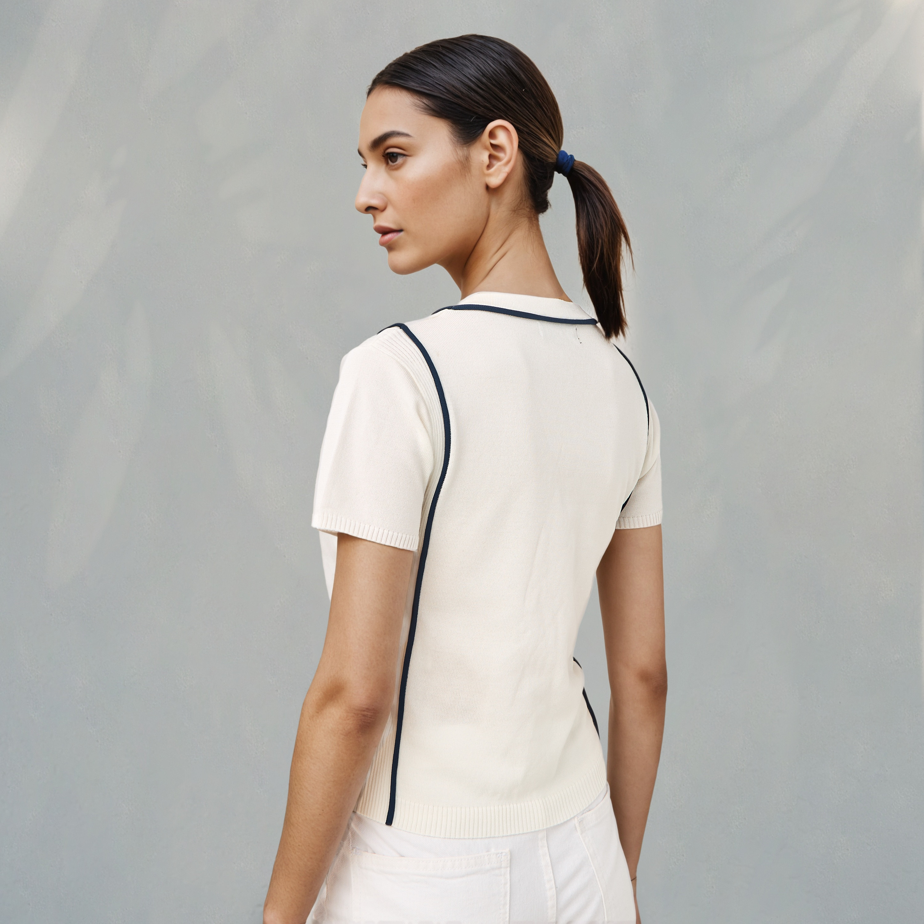 Iconic Ribbed T-shirt with Contrast Piping-women-clothing-tshirts-image-3