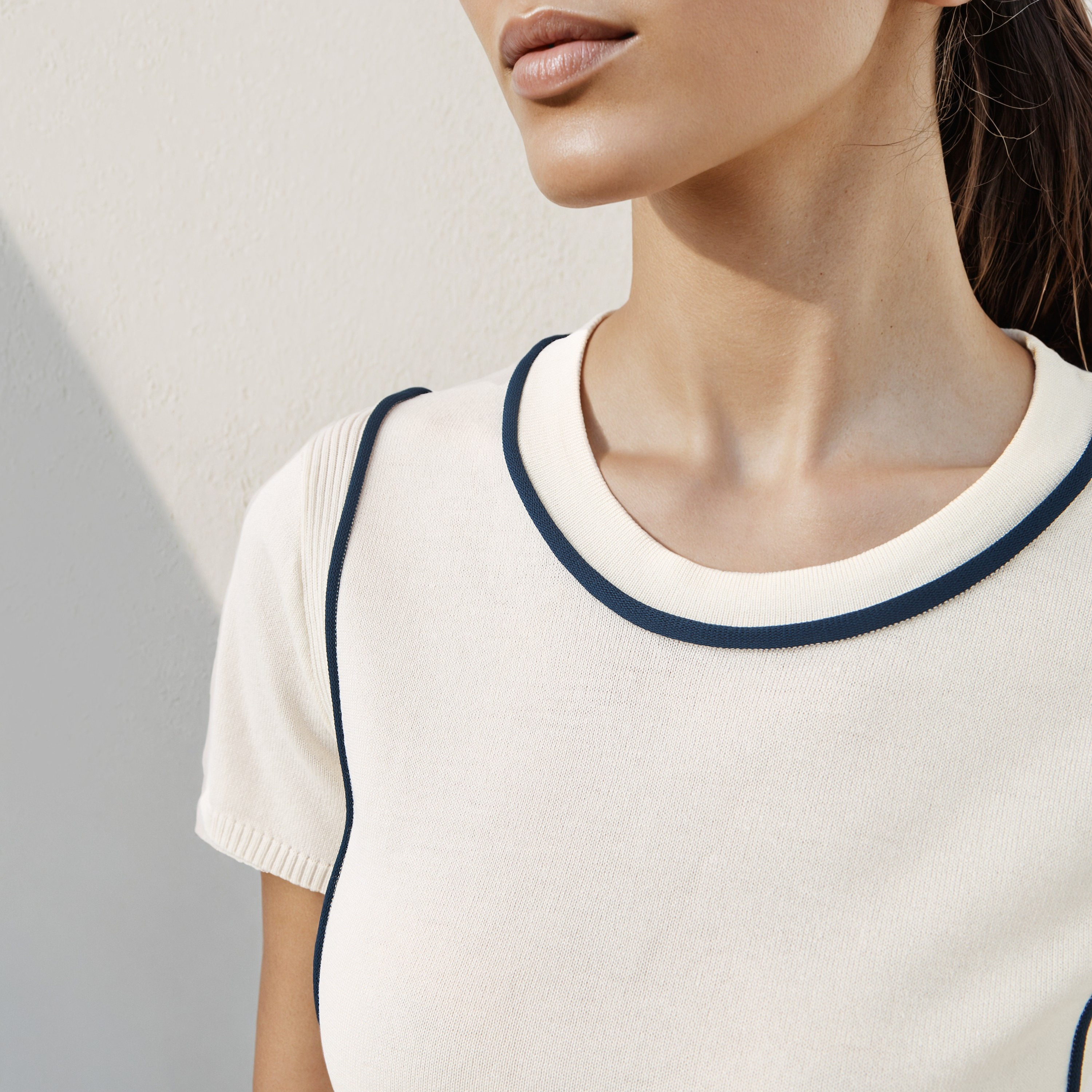 Iconic Ribbed T-shirt with Contrast Piping-women-clothing-tshirts-image-4