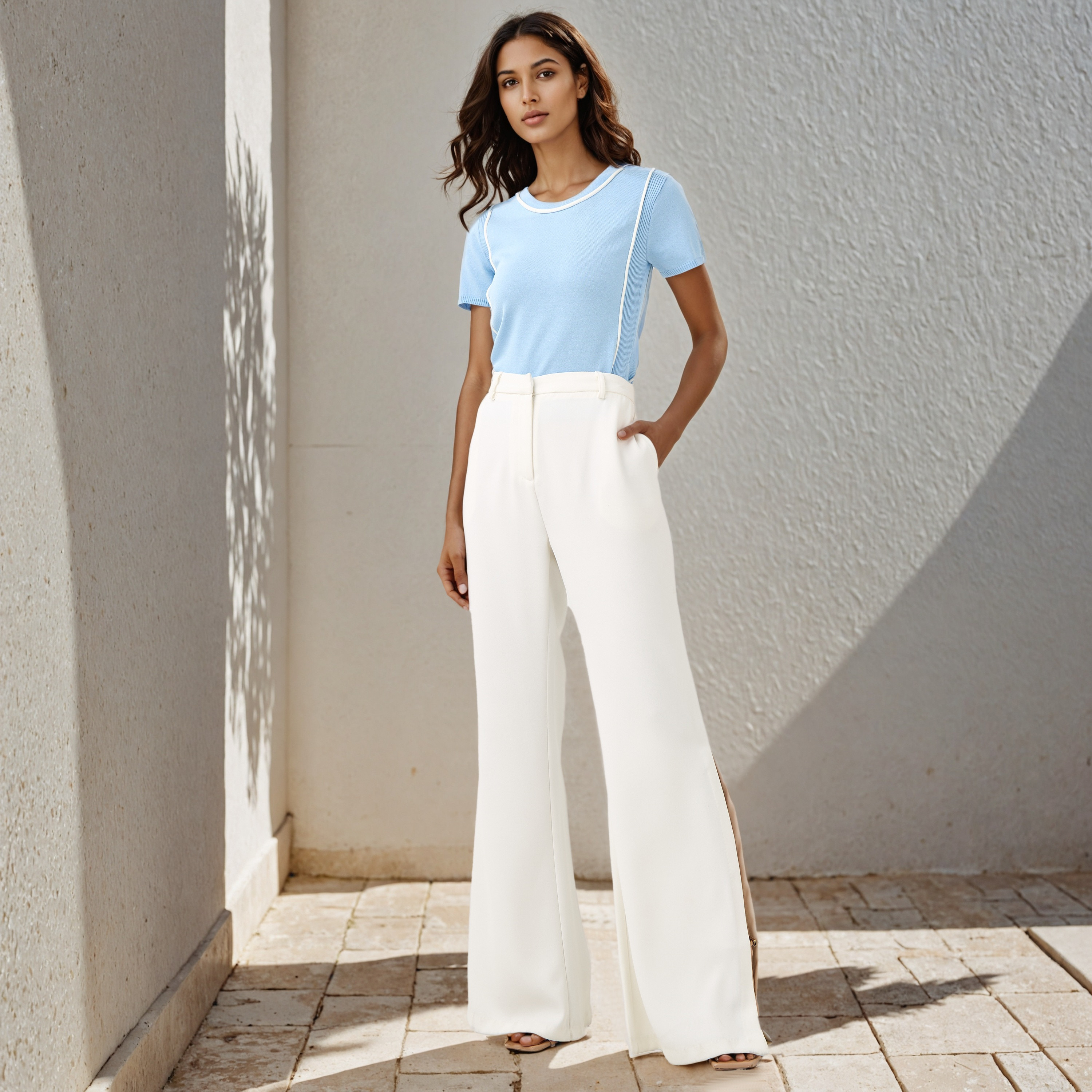 Iconic Ribbed T-shirt with Contrast Piping-women-clothing-tshirts-image-2