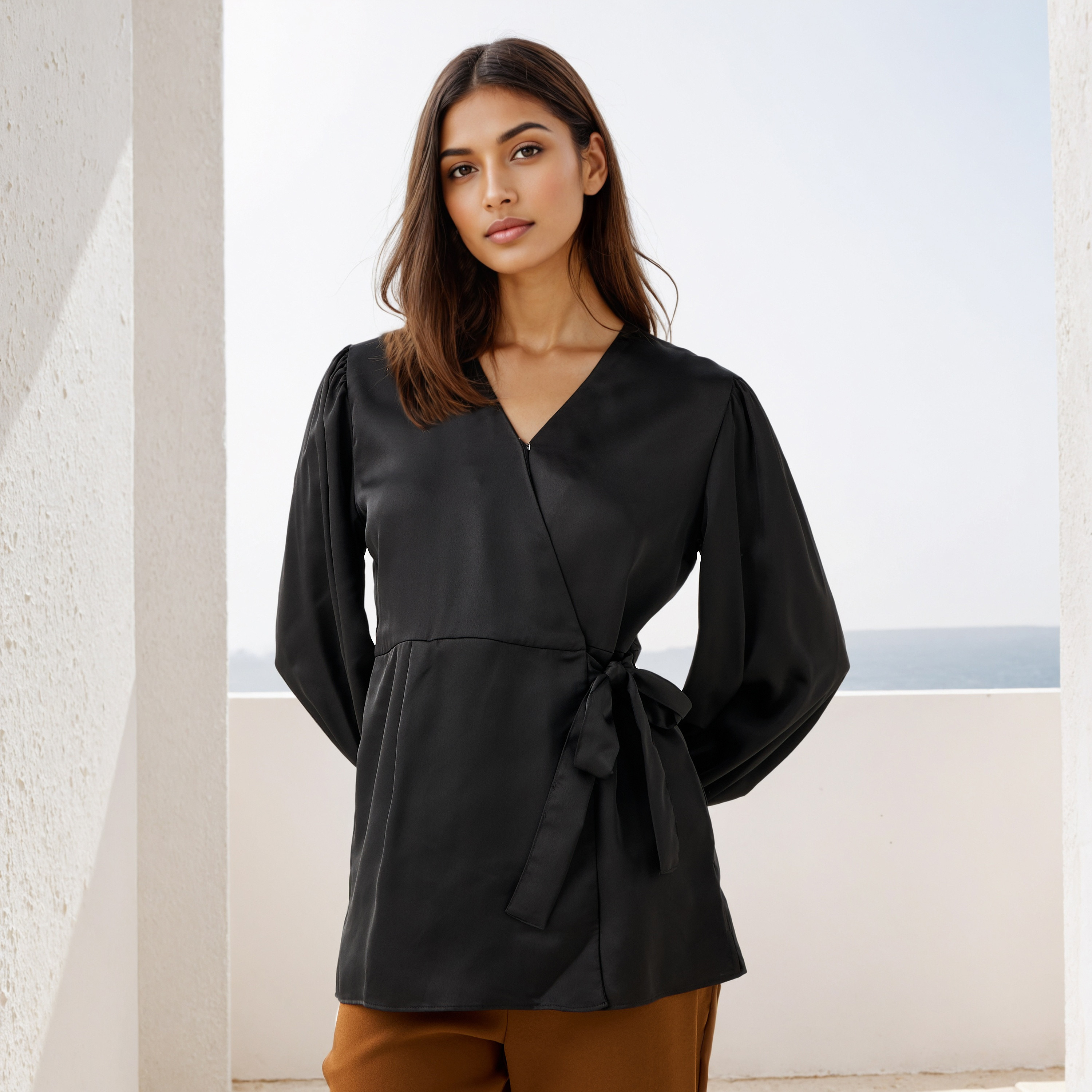 Iconic Relaxed Fit V-Neck Wrap Top-women-clothing-shirtsandblouses-blouses-image-1
