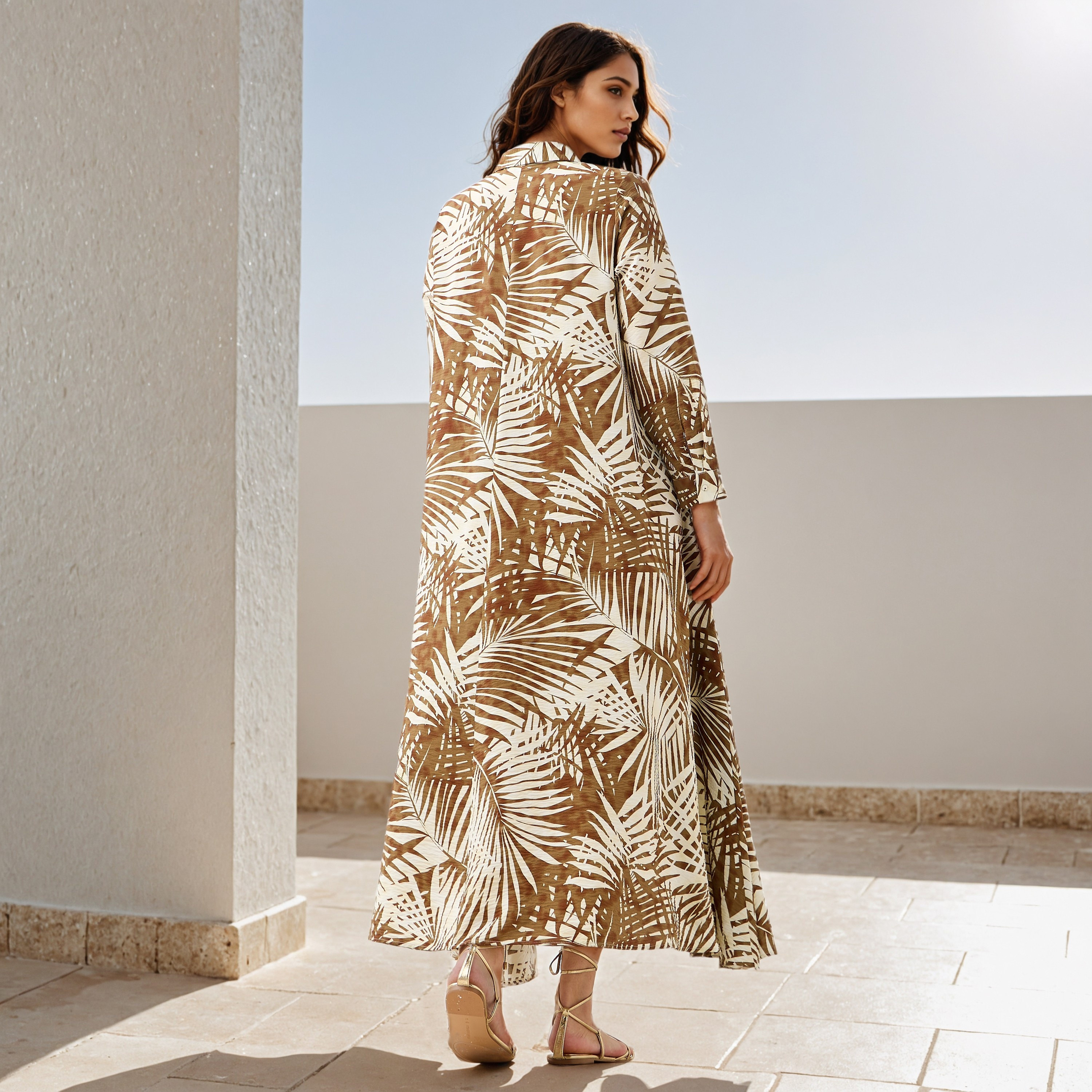 Iconic Printed Trapeze Maxi Dress with Collar-women-clothing-dresses-image-3