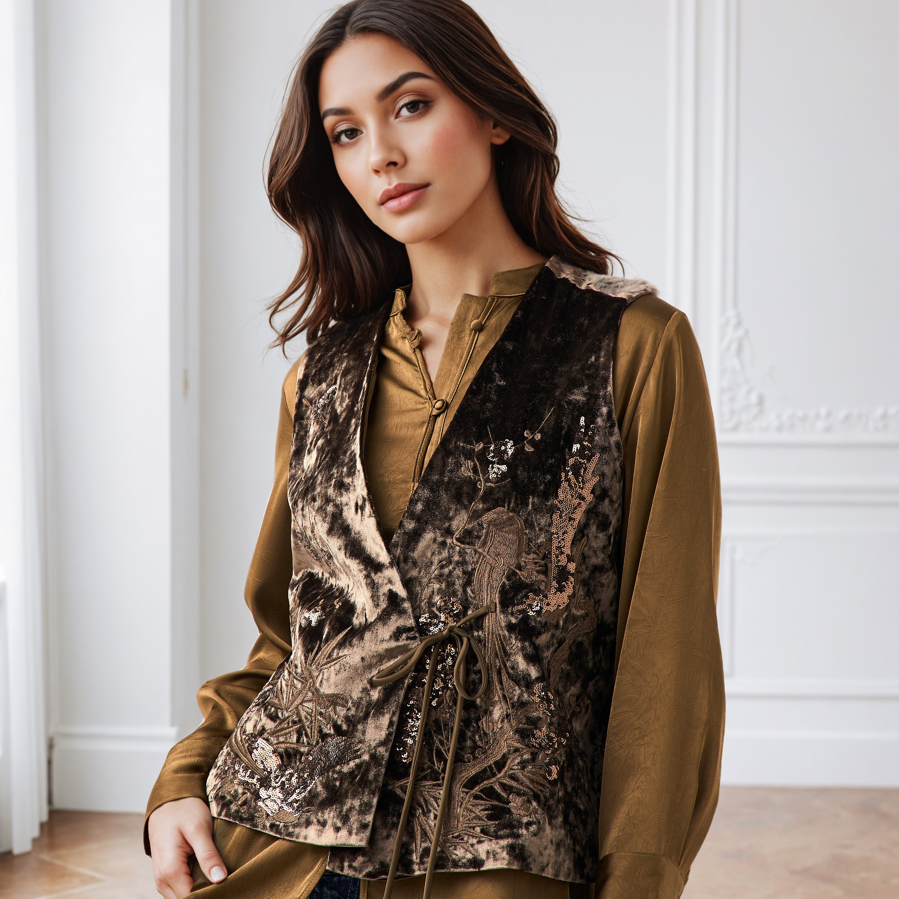 Iconic Regular Fit Shirt with Velvet Coat Sequin Embroidered-women-clothing-shirtsandblouses-shirts-image-5
