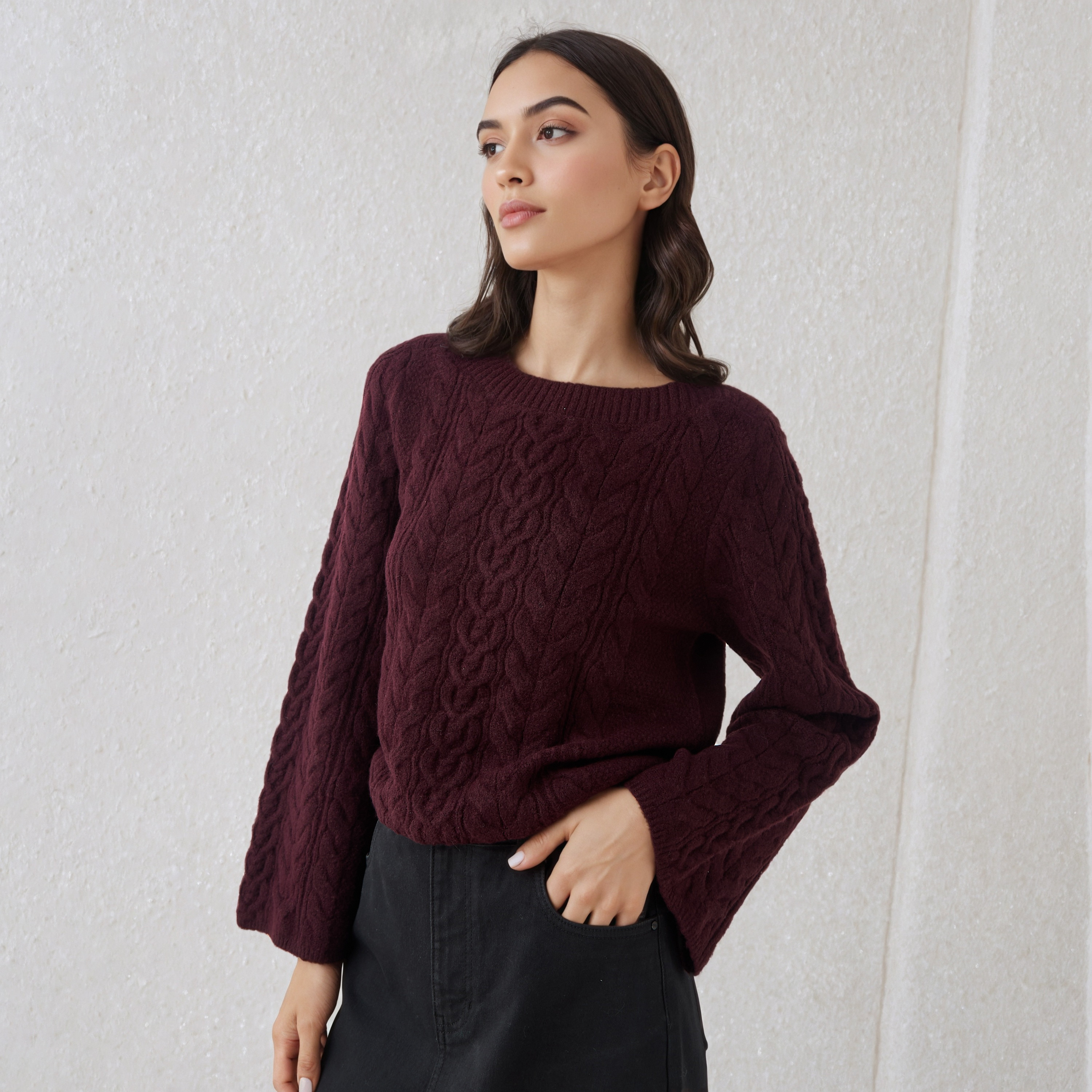 Iconic Regular Fit Cable Knit Crew Neck Sweater-women-clothing-cardigansandjumpers-jumpers-image-1