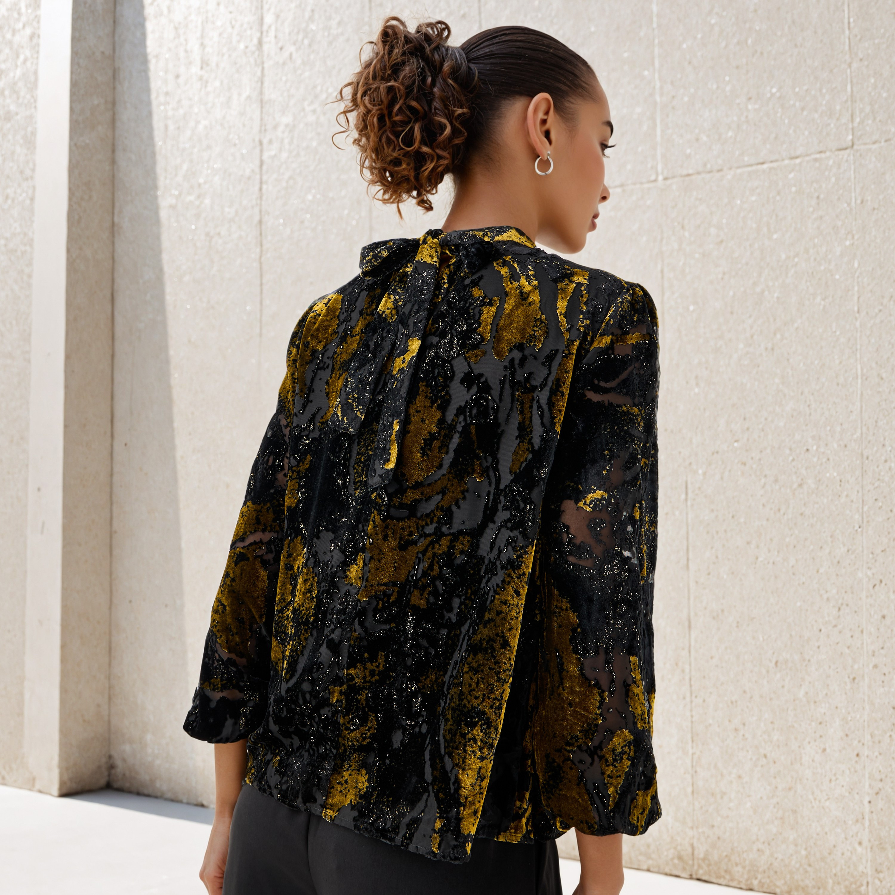 Iconic Burnout Detail Top with Keyhole Neck-women-clothing-shirtsandblouses-blouses-image-3