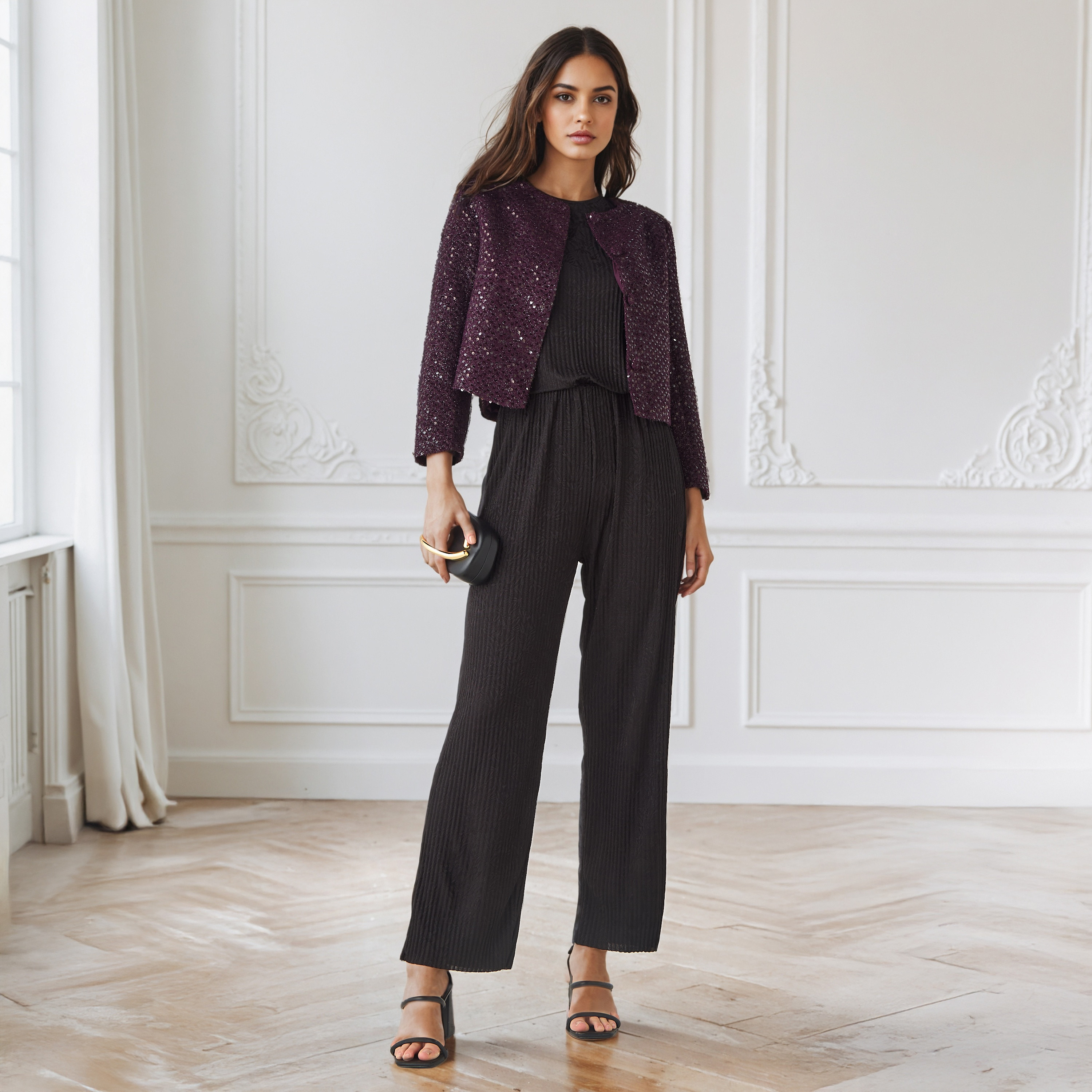 Iconic Sequin Embellished Jacket with Long Sleeves-women-winterwear-coatsandjackets-jackets-image-2