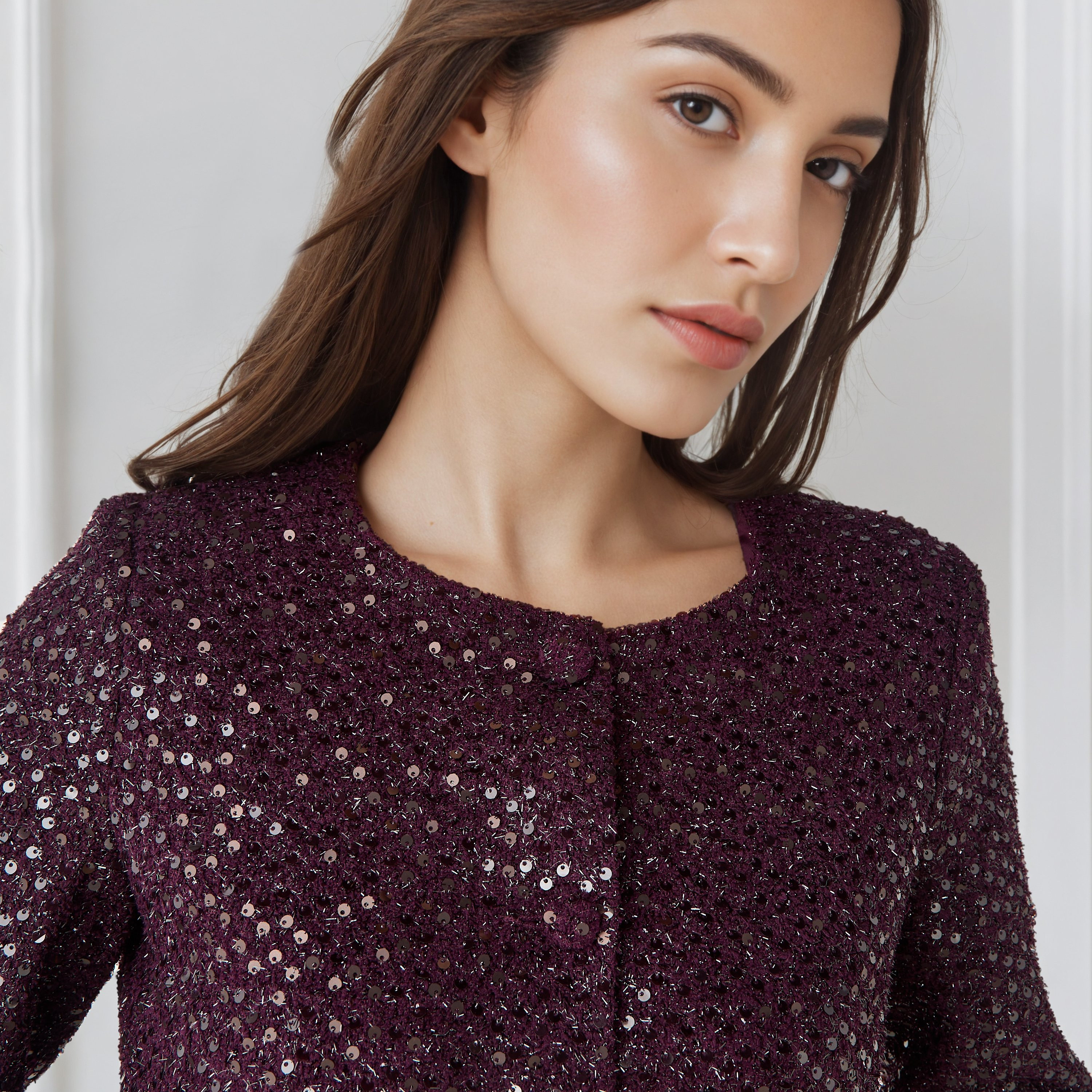 Iconic Sequin Embellished Jacket with Long Sleeves-women-winterwear-coatsandjackets-jackets-image-5