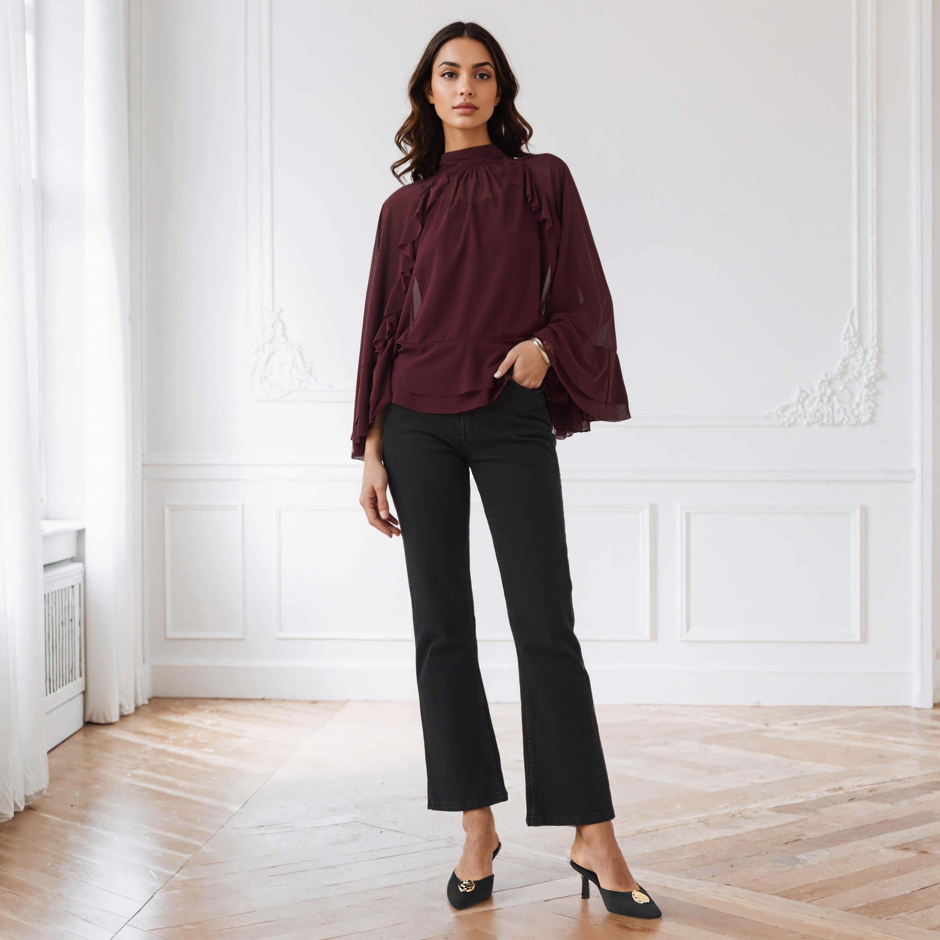 Iconic Ruffle Accent Cape Top-women-clothing-shirtsandblouses-blouses-image-2