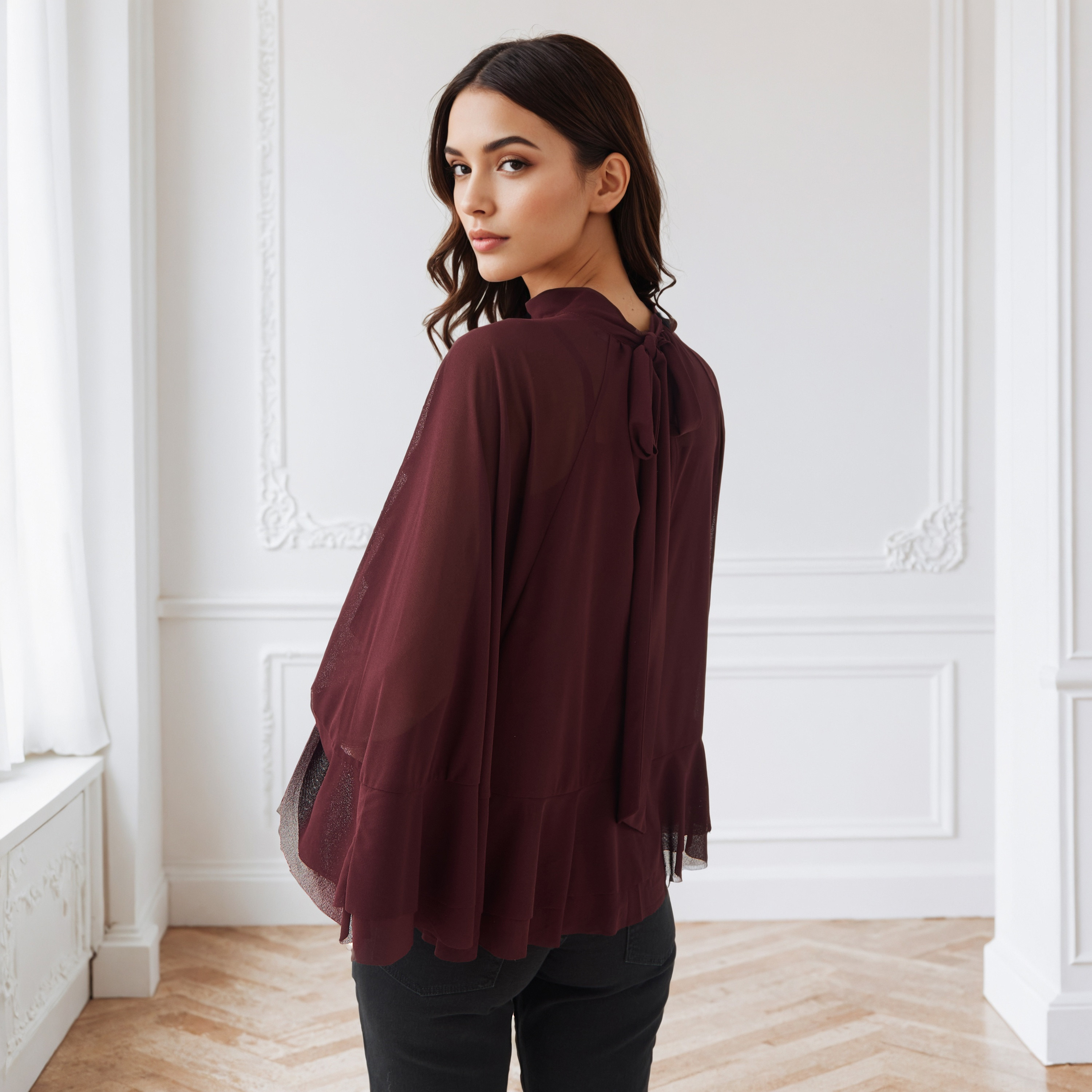 Iconic Ruffle Accent Cape Top-women-clothing-shirtsandblouses-blouses-image-3