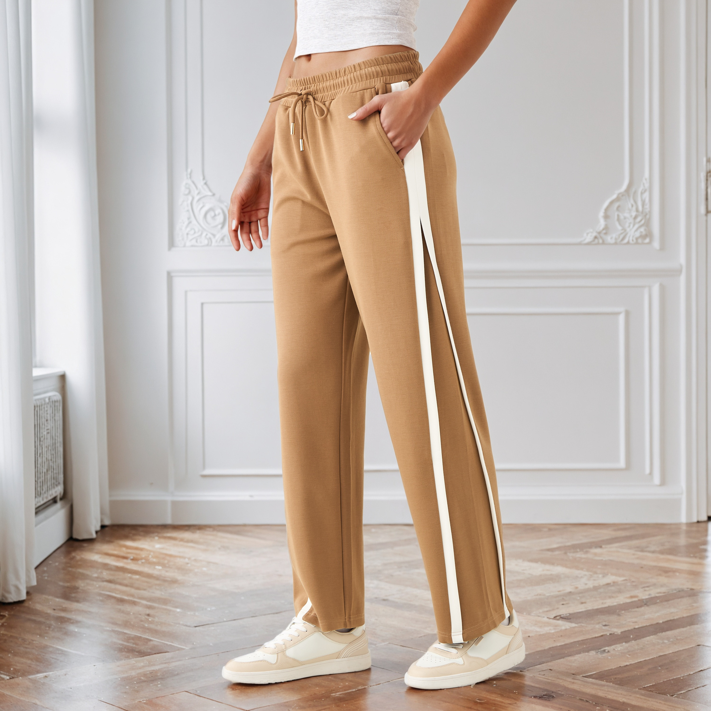 Iconic Tape Accent Relaxed Fit Flexi Waist Pants-women-clothing-bottoms-trousers-image-1