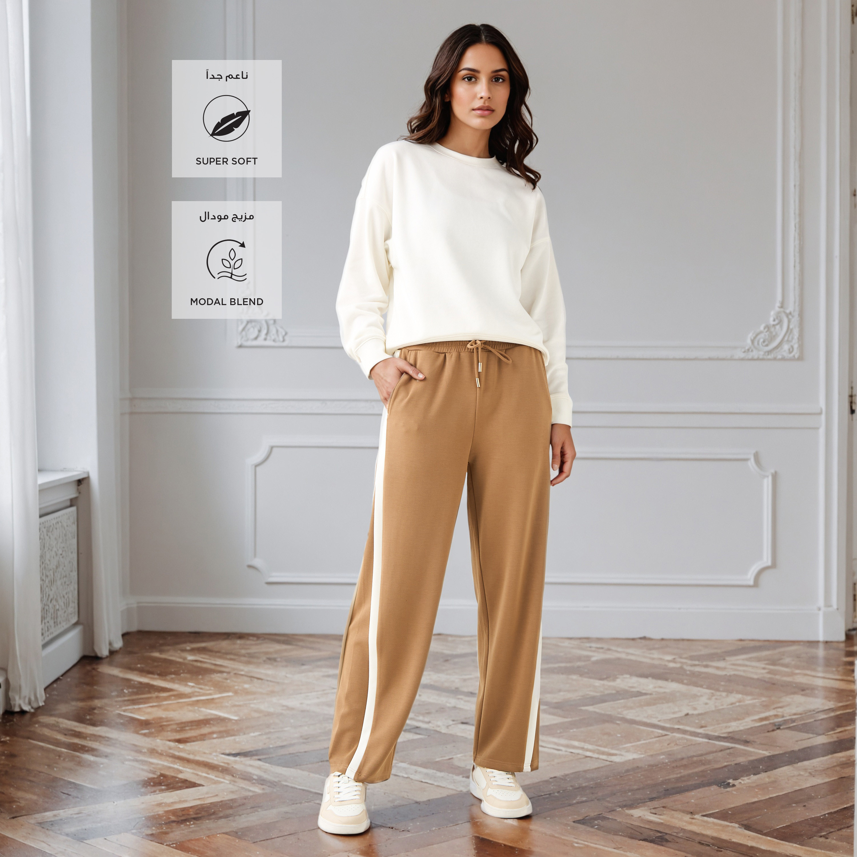 Iconic Tape Accent Relaxed Fit Flexi Waist Pants-women-clothing-bottoms-trousers-image-2