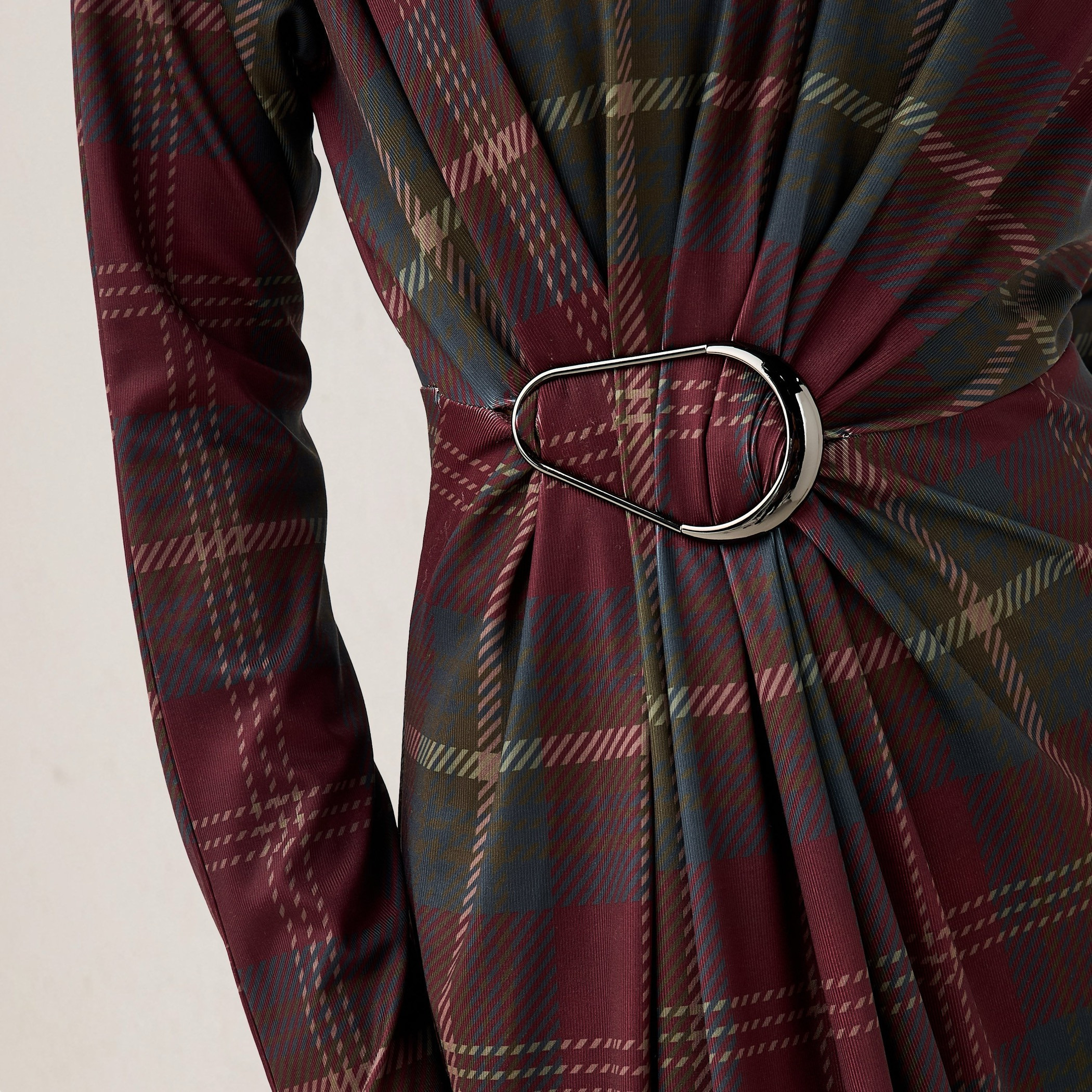 Iconic Checked High Neck Draped Dress-women-clothing-dresses-image-5