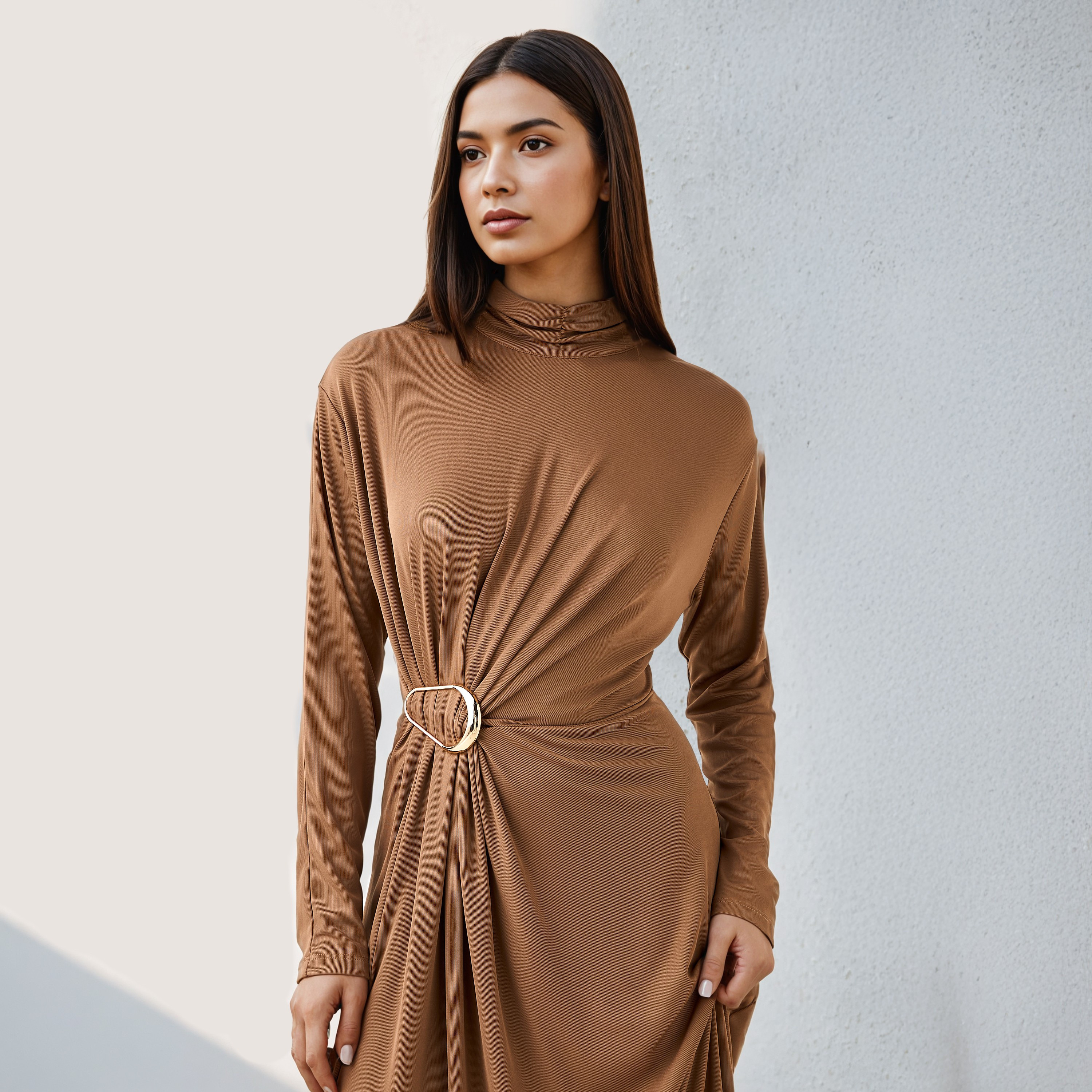Iconic High Neck Draped Dress-women-clothing-dresses-image-4