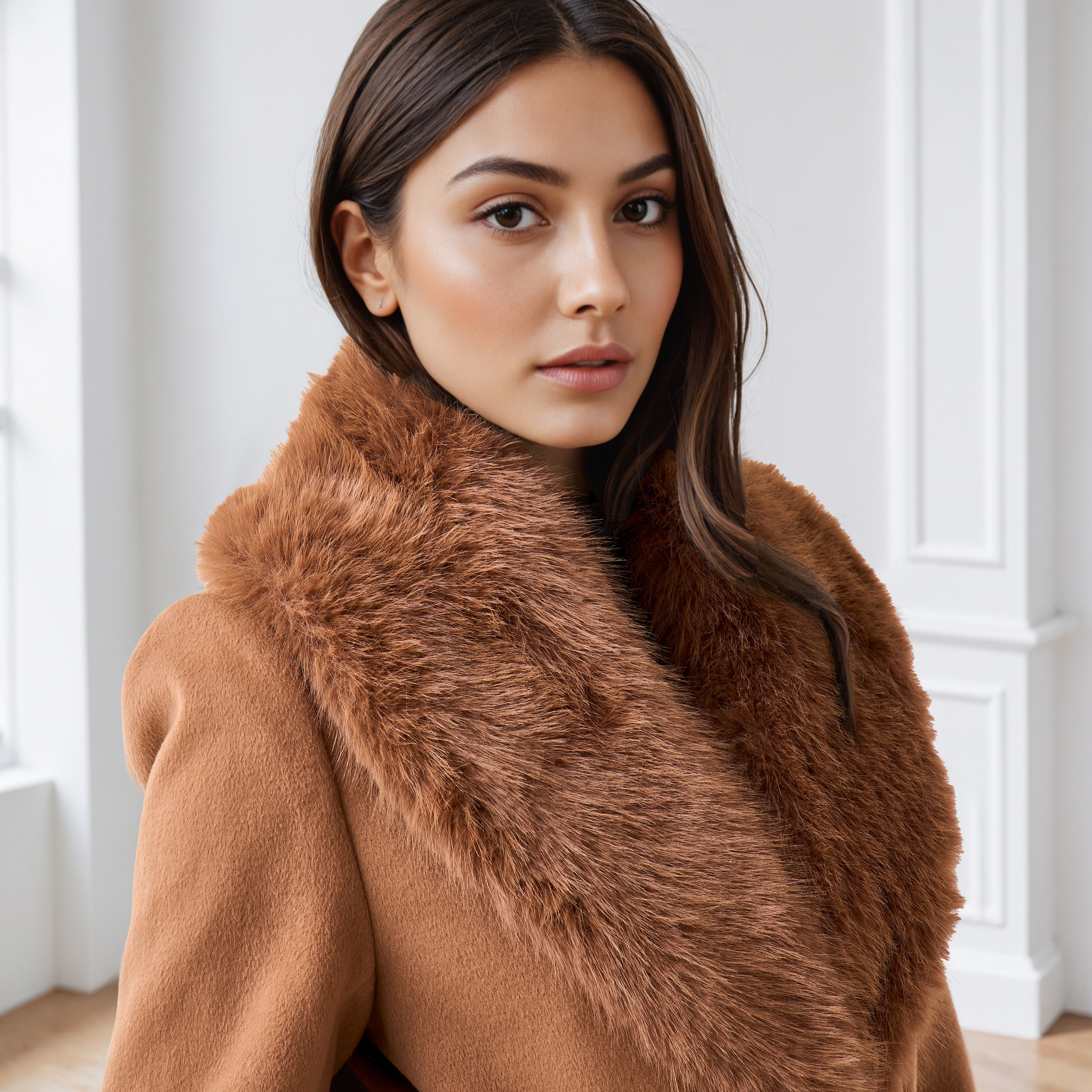 معطف ترنش عادي بياقة فرو صناعي قابلة للإزالة من آيكونيك-women-clothing-coatsandjackets-coats-image-4