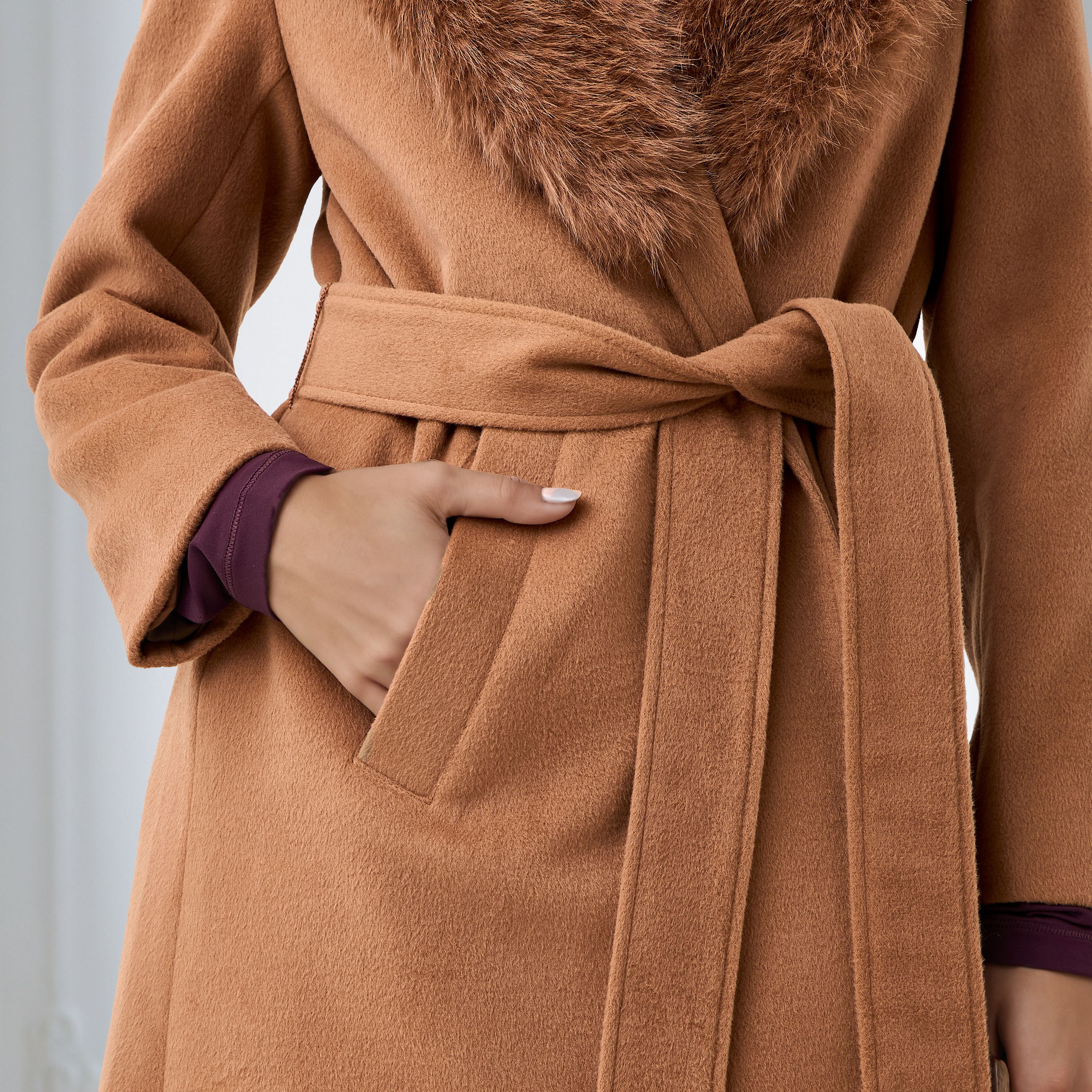 معطف ترنش عادي بياقة فرو صناعي قابلة للإزالة من آيكونيك-women-clothing-coatsandjackets-coats-image-7