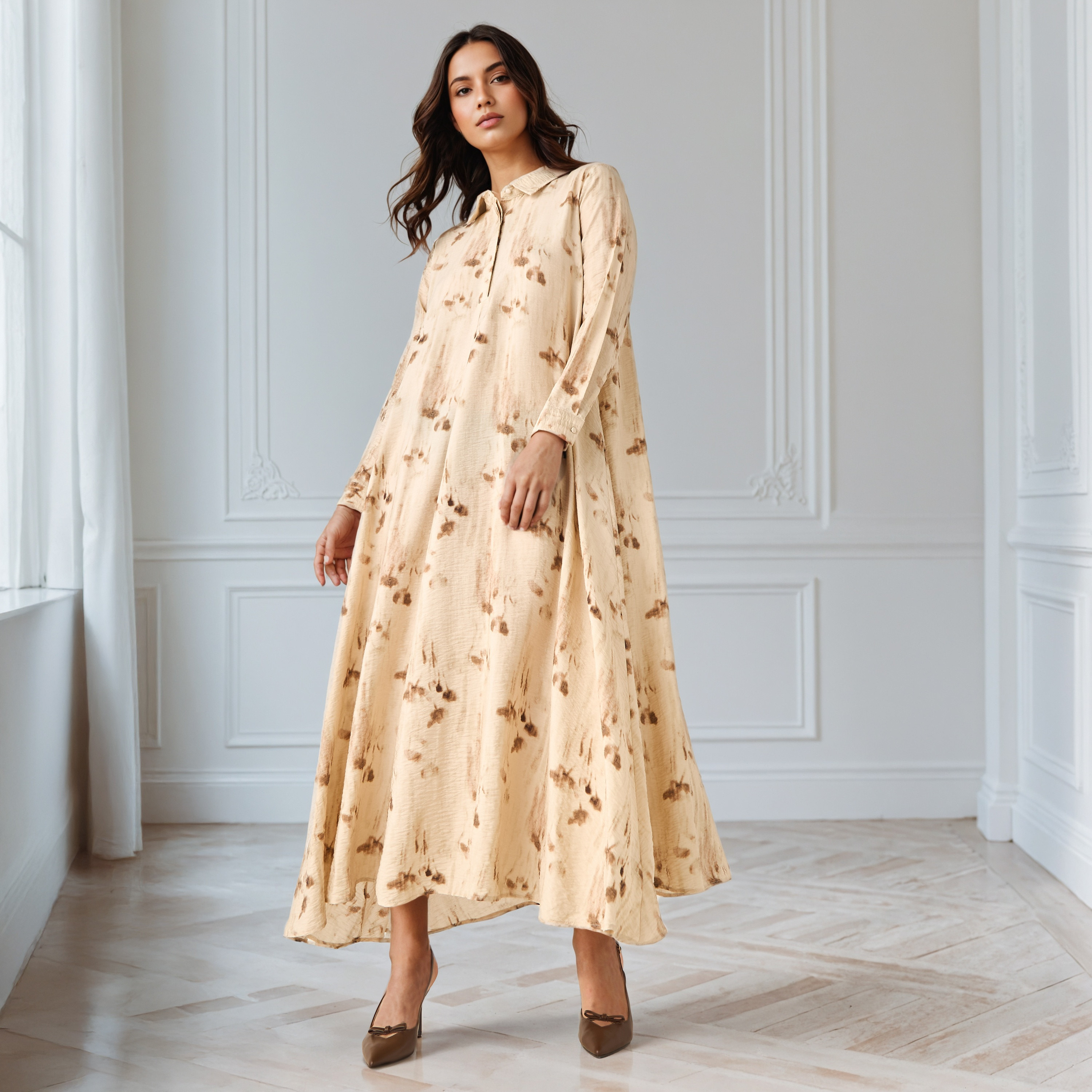 Iconic Printed Collared Trapeze Dress-women-clothing-dresses-image-2