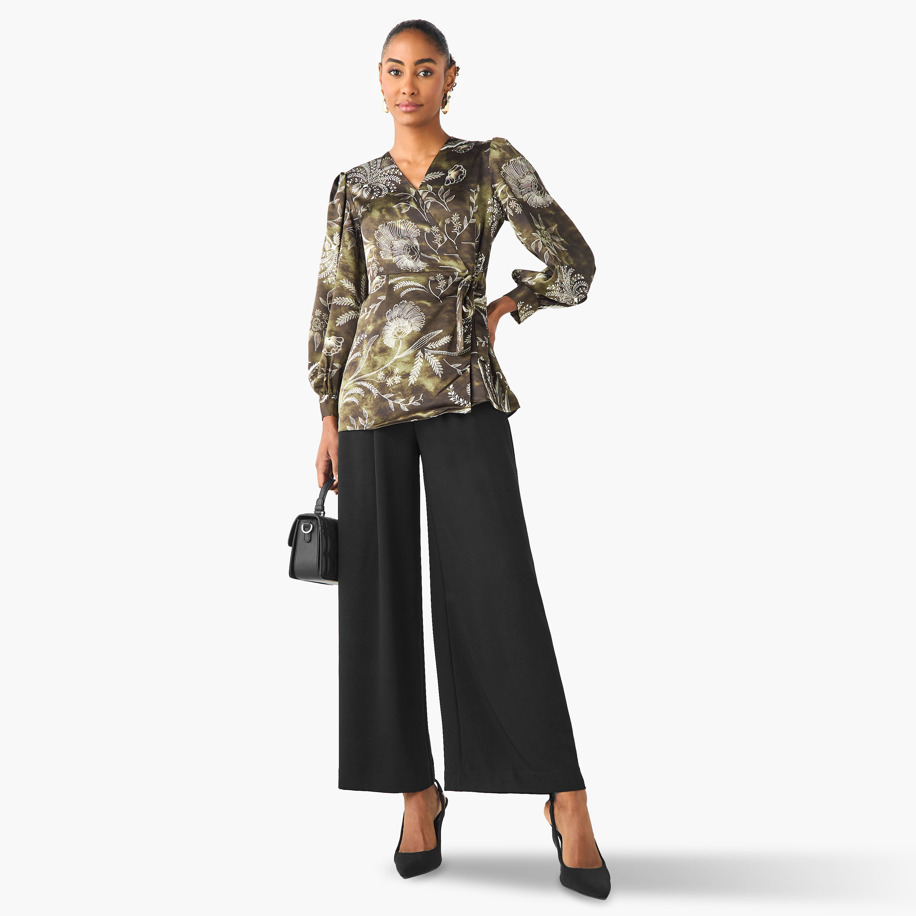 Iconic Relaxed Fit Polyester Wrap Top with Tie-Ups-women-clothing-shirtsandblouses-blouses-image-2