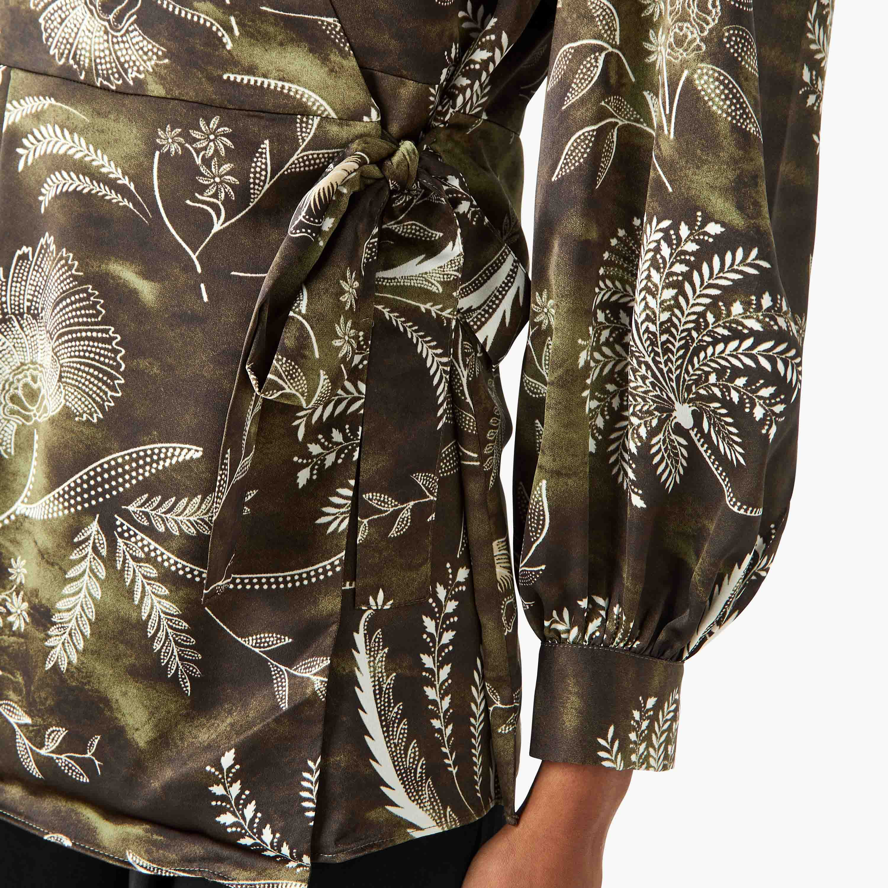 Iconic Relaxed Fit Polyester Wrap Top with Tie-Ups-women-clothing-shirtsandblouses-blouses-image-5