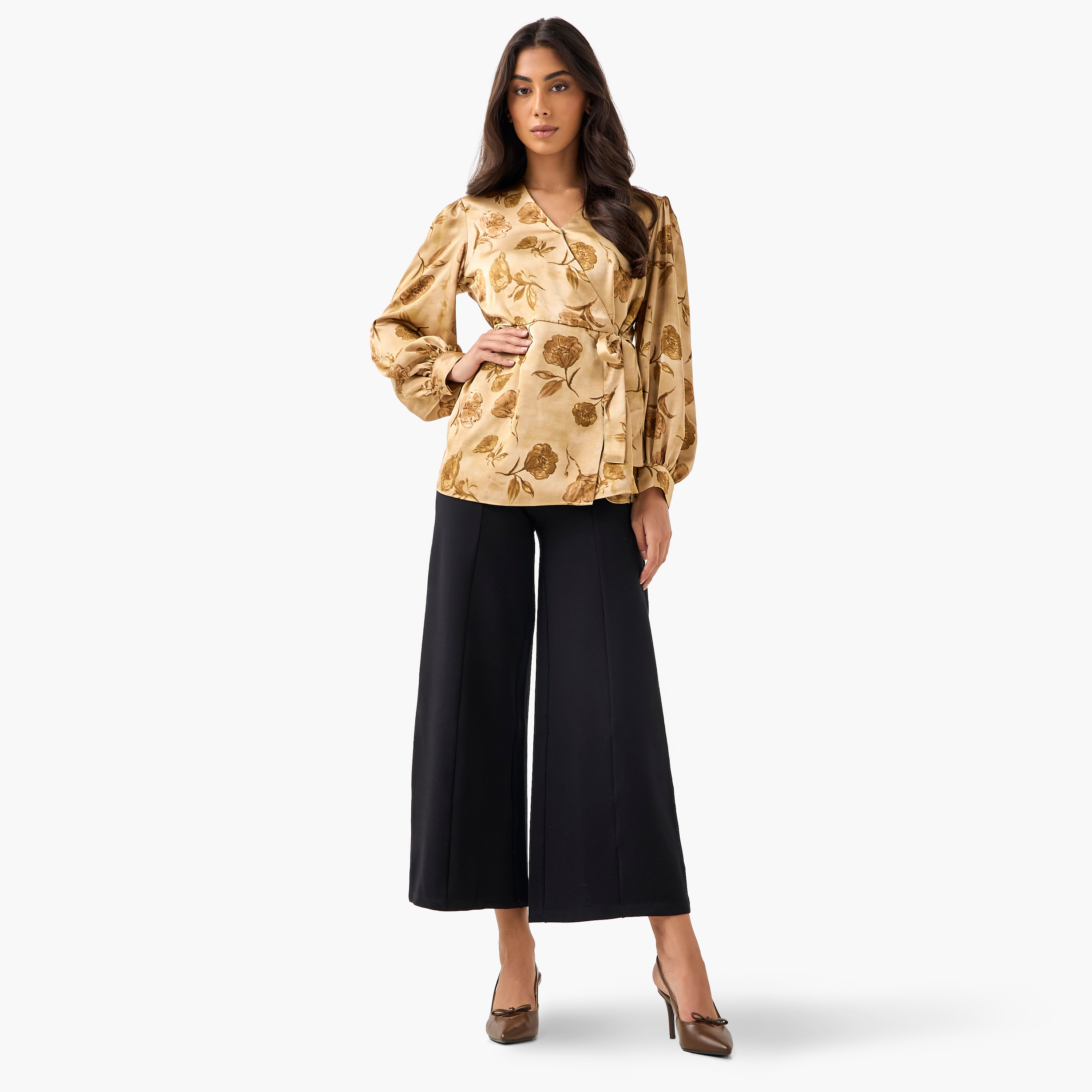Iconic Relaxed Fit Polyester Wrap Top with Tie-Ups-women-clothing-shirtsandblouses-blouses-image-2
