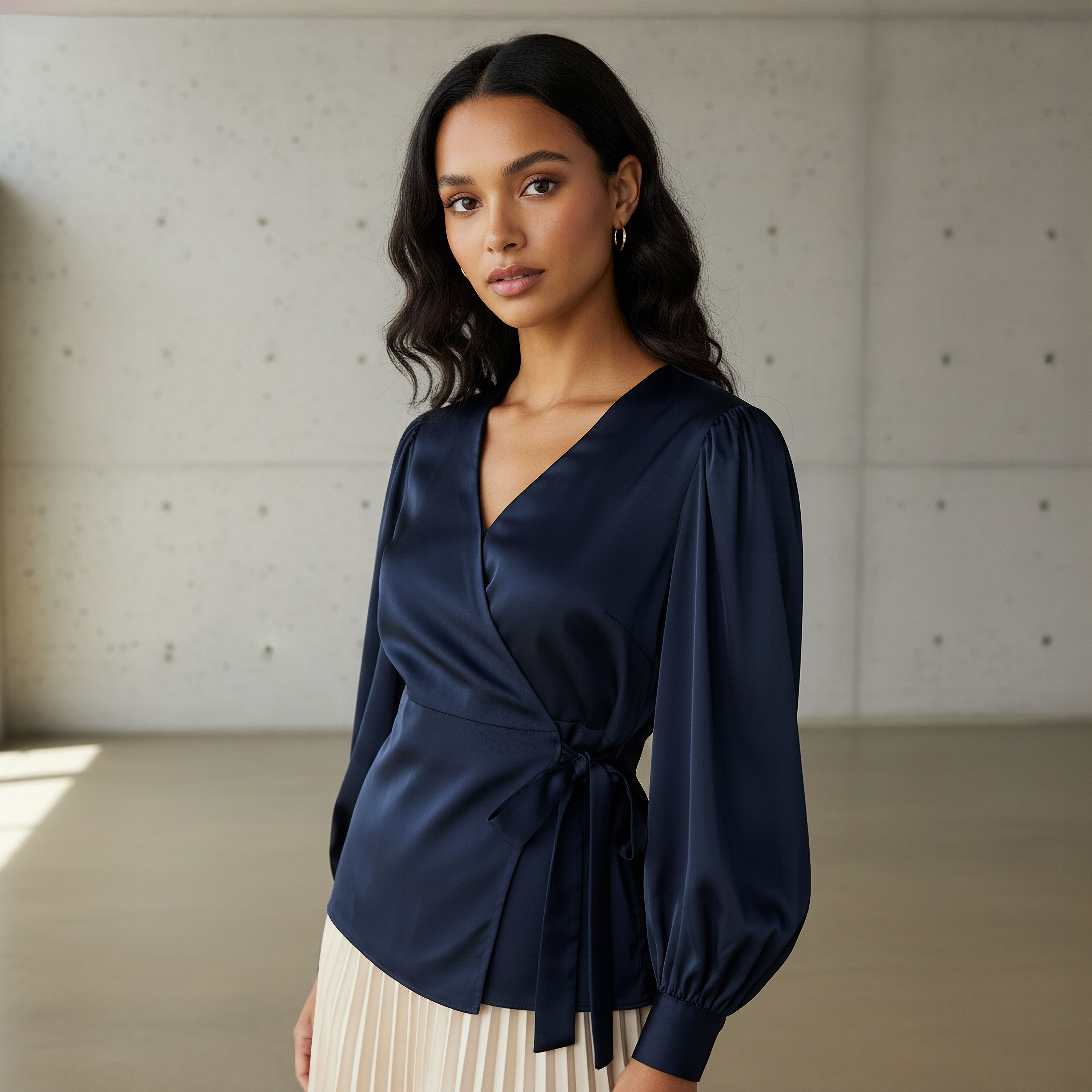 Iconic Relaxed Fit Polyester Wrap Top with Tie-Ups-women-clothing-shirtsandblouses-blouses-image-1