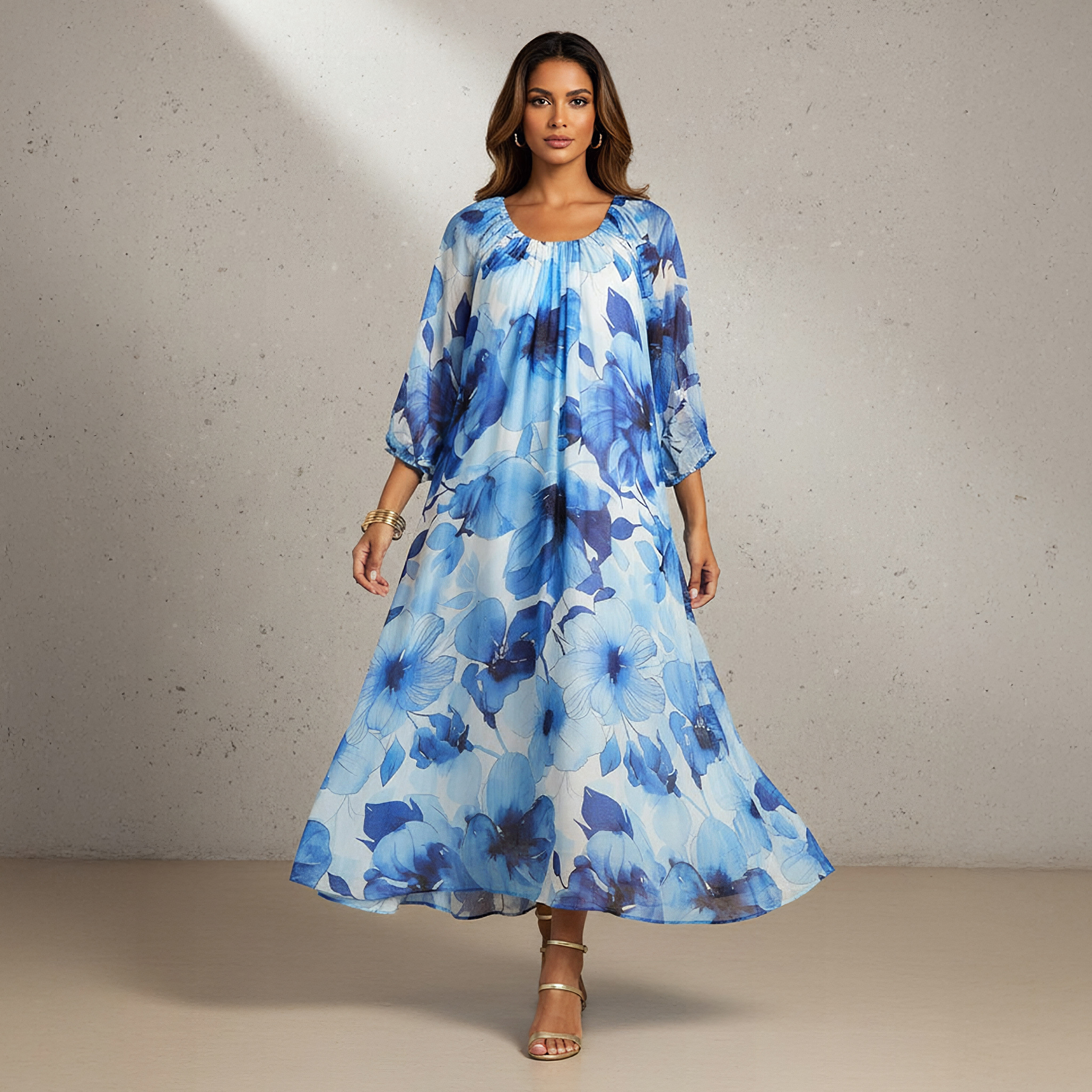 Iconic Floral Print Midi Dress with Pockets-women-clothing-dresses-image-1